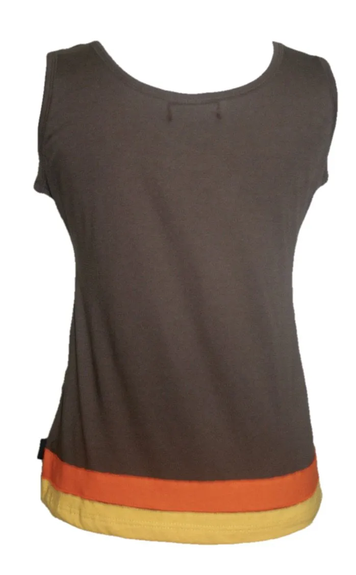 0033 RB Knit Sleeveless Wide Strap Embroidered Tank Top