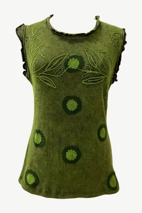0039 RB Bohemian Knit Stonewashed Stylish Sleeveless Tank Top Blouse