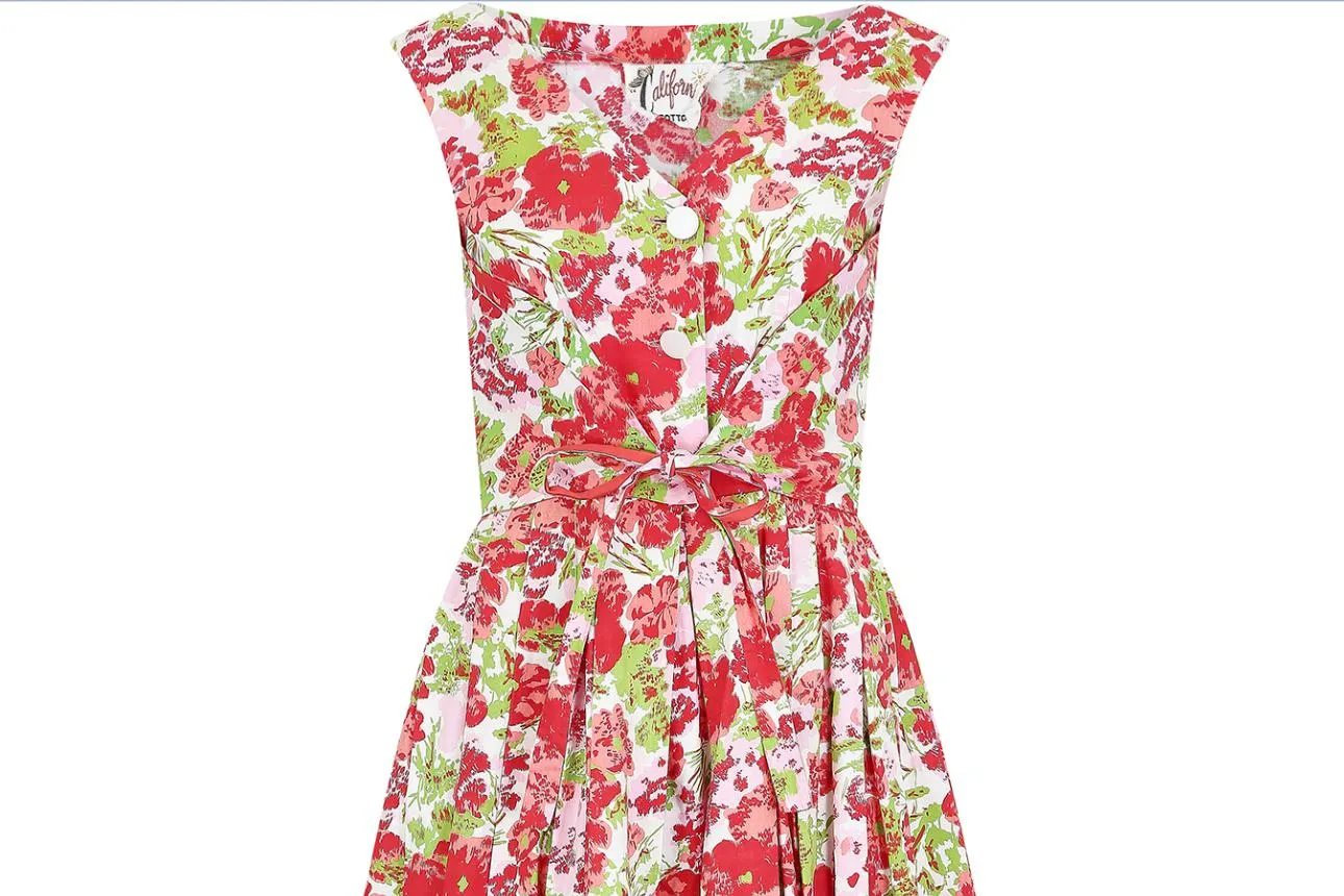 1950s California Cottons Floral Shirtwaister Dress