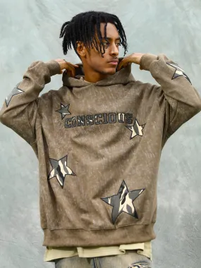 1984 American Retro Patch Star Hooded Sweatshirt - 1969