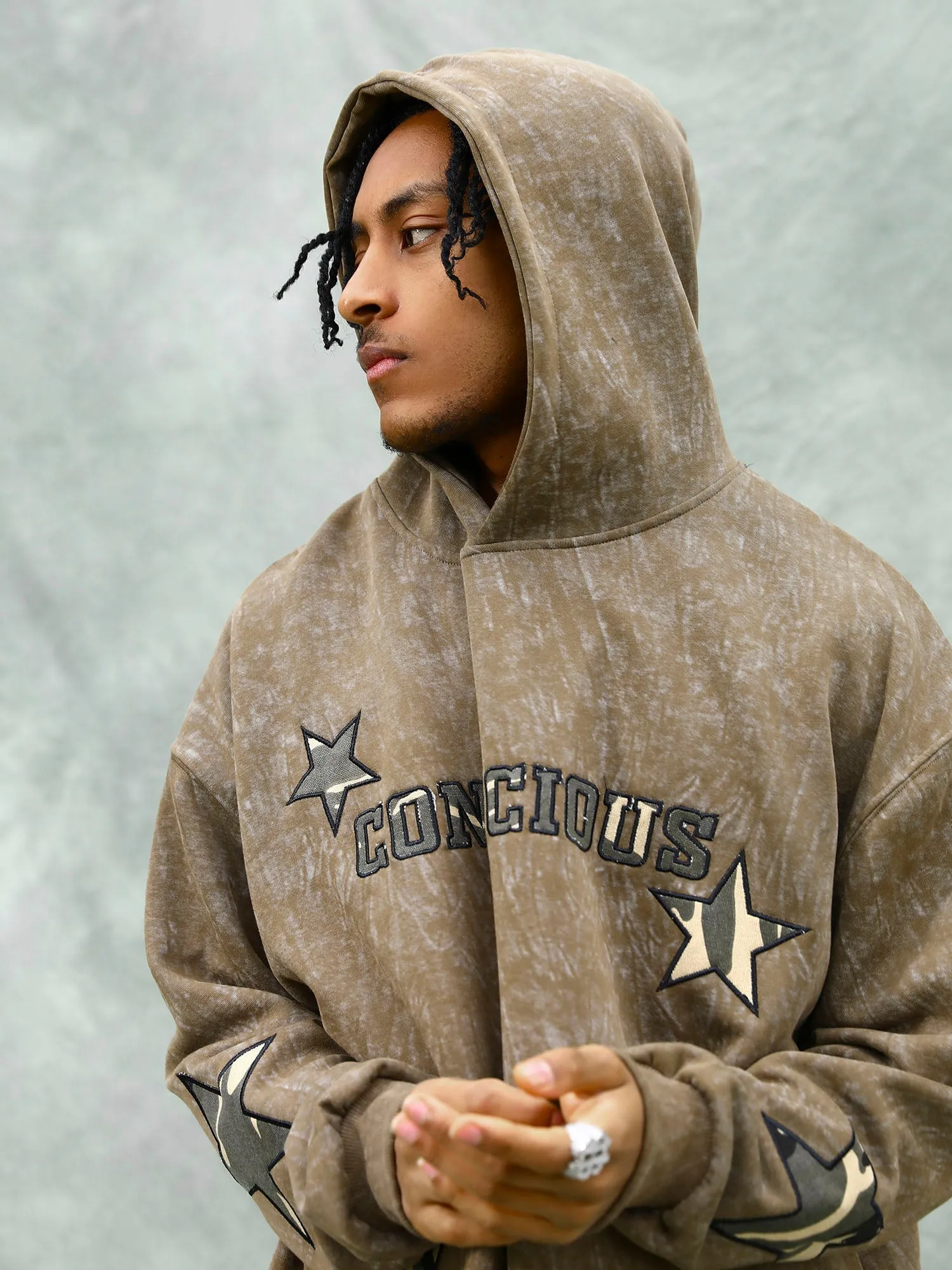 1984 American Retro Patch Star Hooded Sweatshirt - 1969