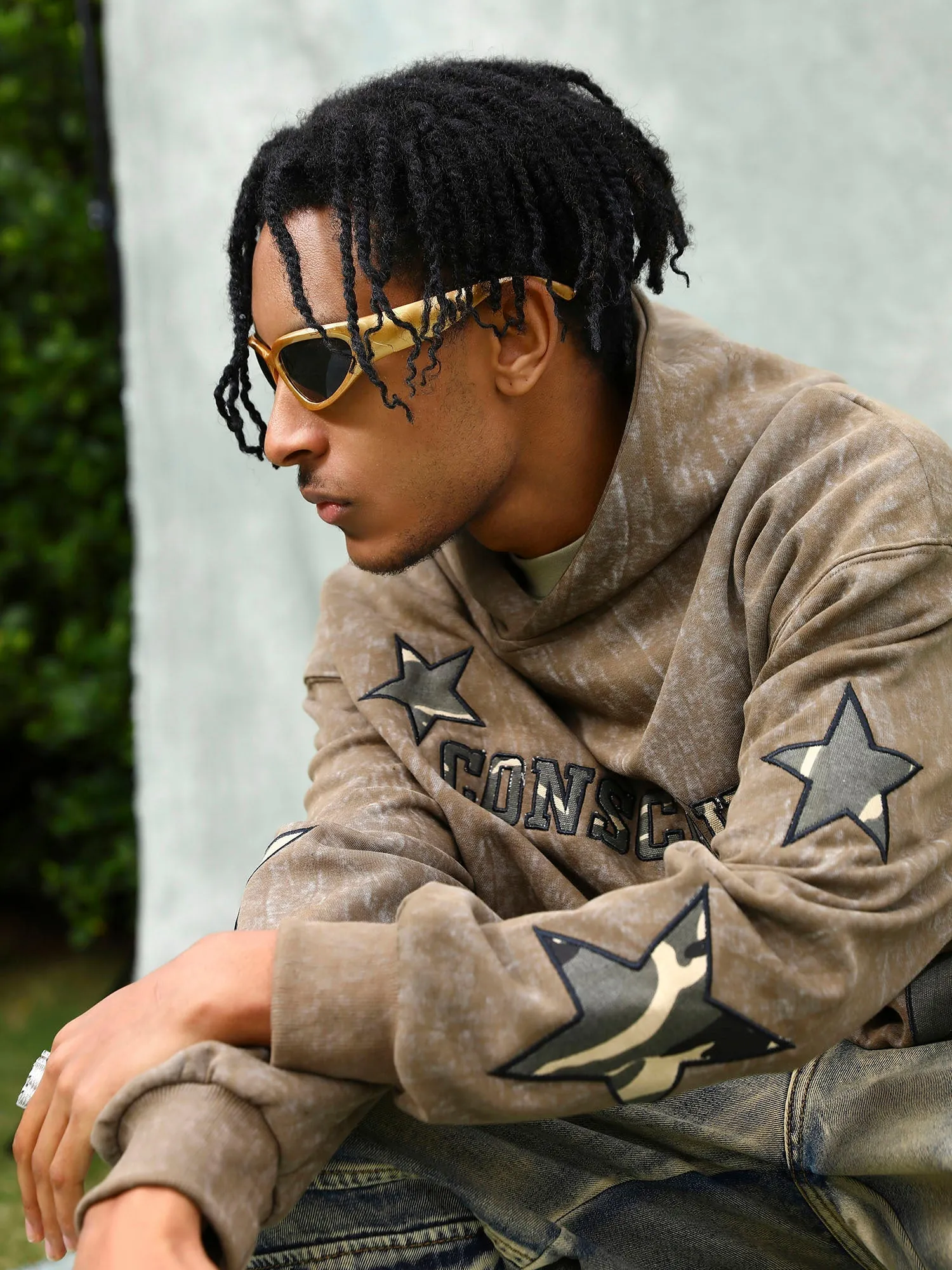 1984 American Retro Patch Star Hooded Sweatshirt - 1969
