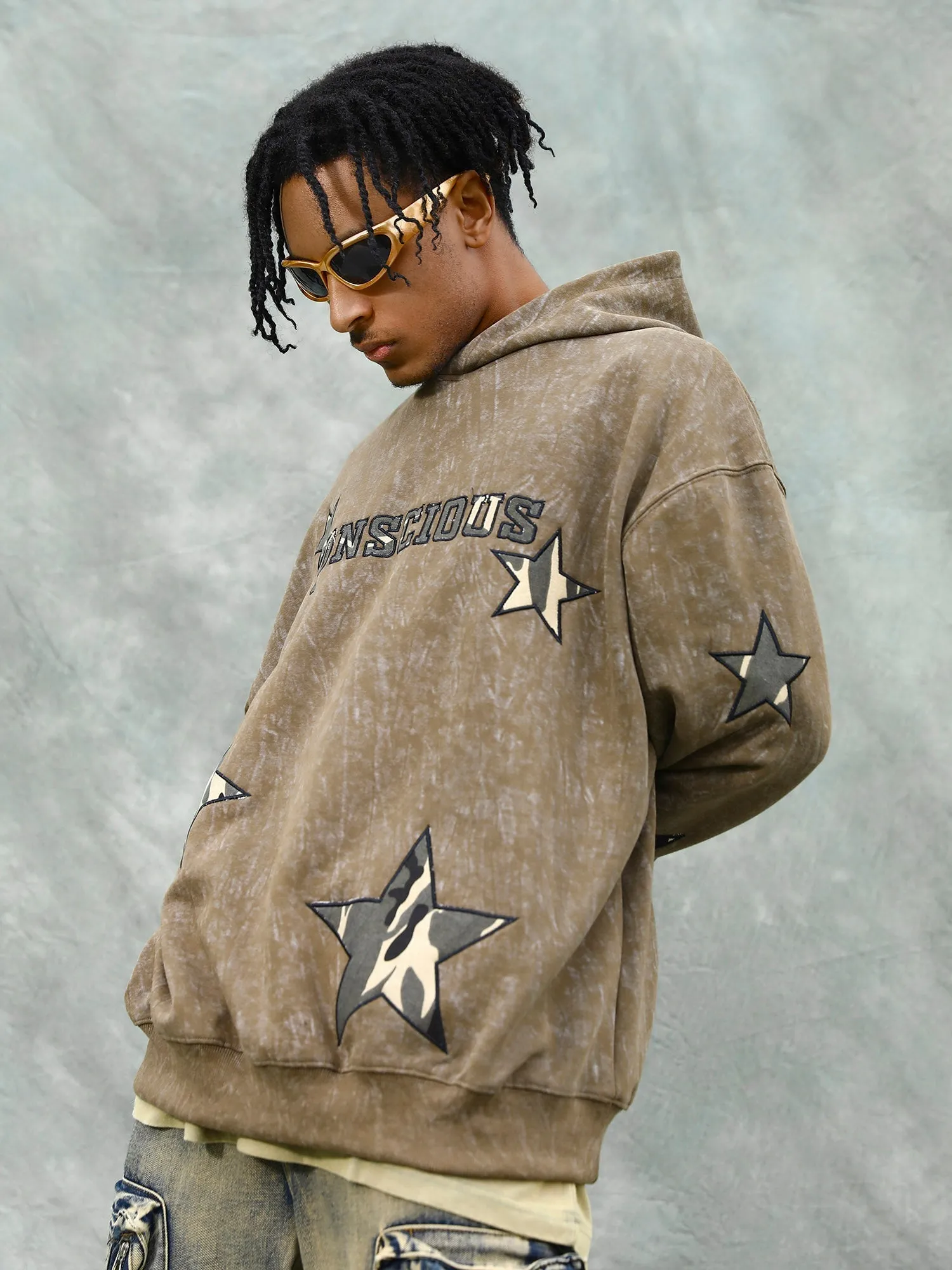 1984 American Retro Patch Star Hooded Sweatshirt - 1969