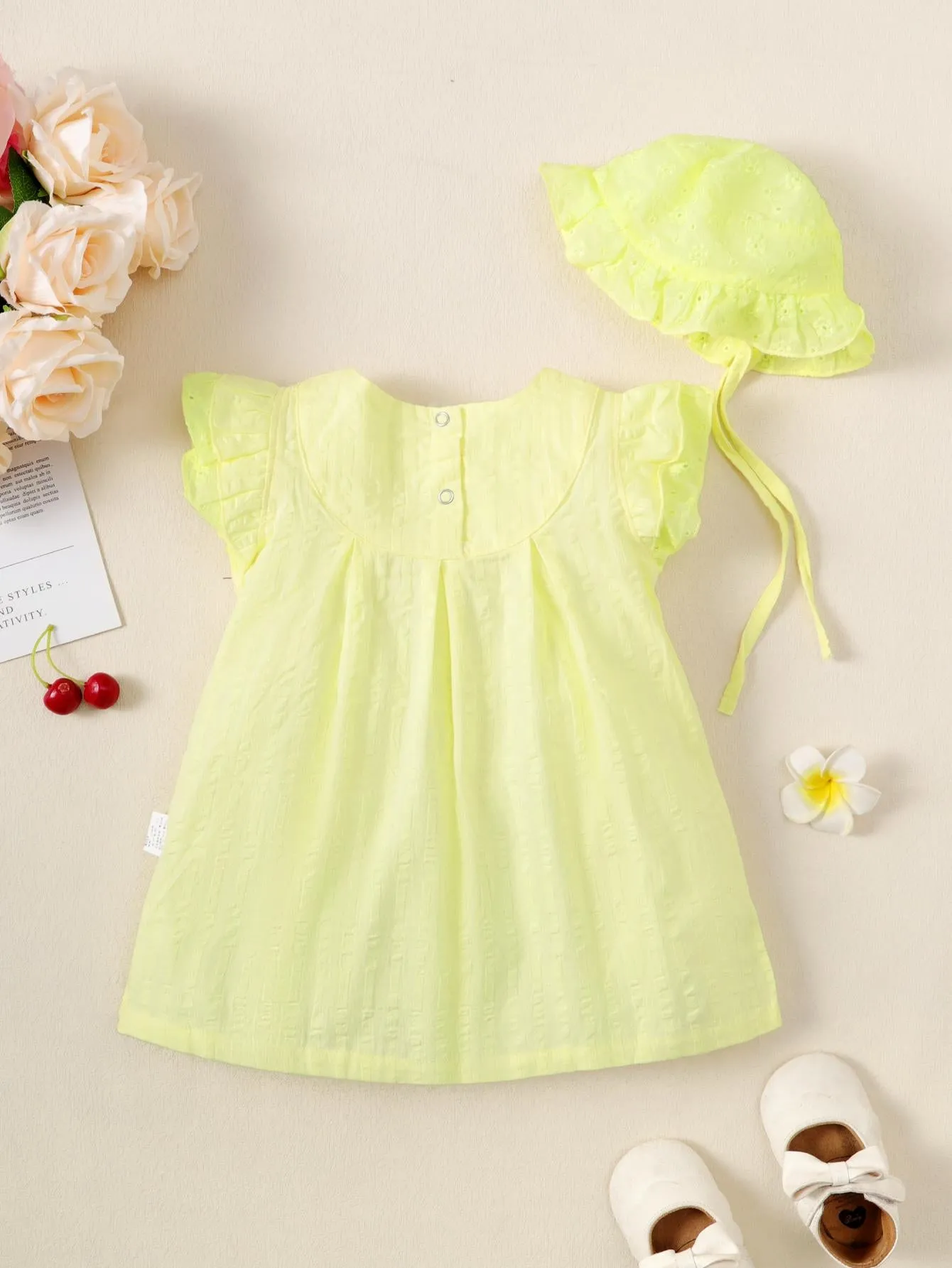 2-15M Kid Fashion Ready Stock Girls Outfits Sleeveless Solid Color Summer Dress With Hat 2Pcs Clothes Set Catpapa  ZX-ZB001