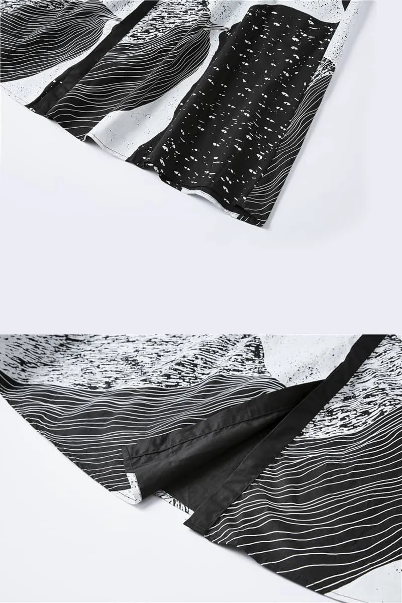 Abstract printed mid-length loose-fitting dress