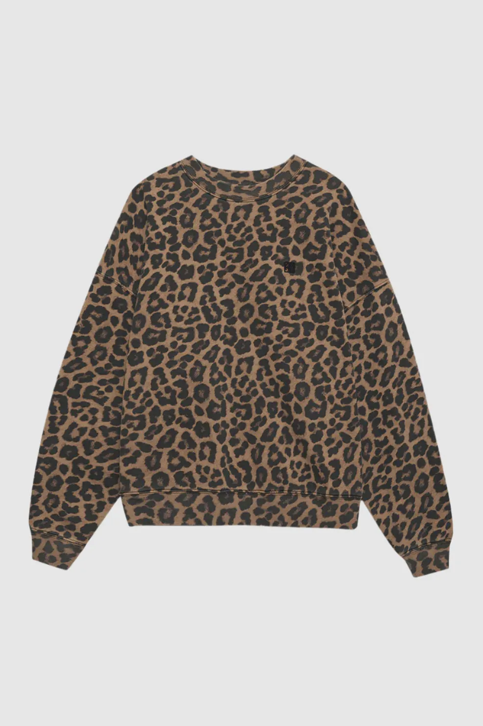 Anine Bing Miles Sweatshirt in Black and Brown Leopard