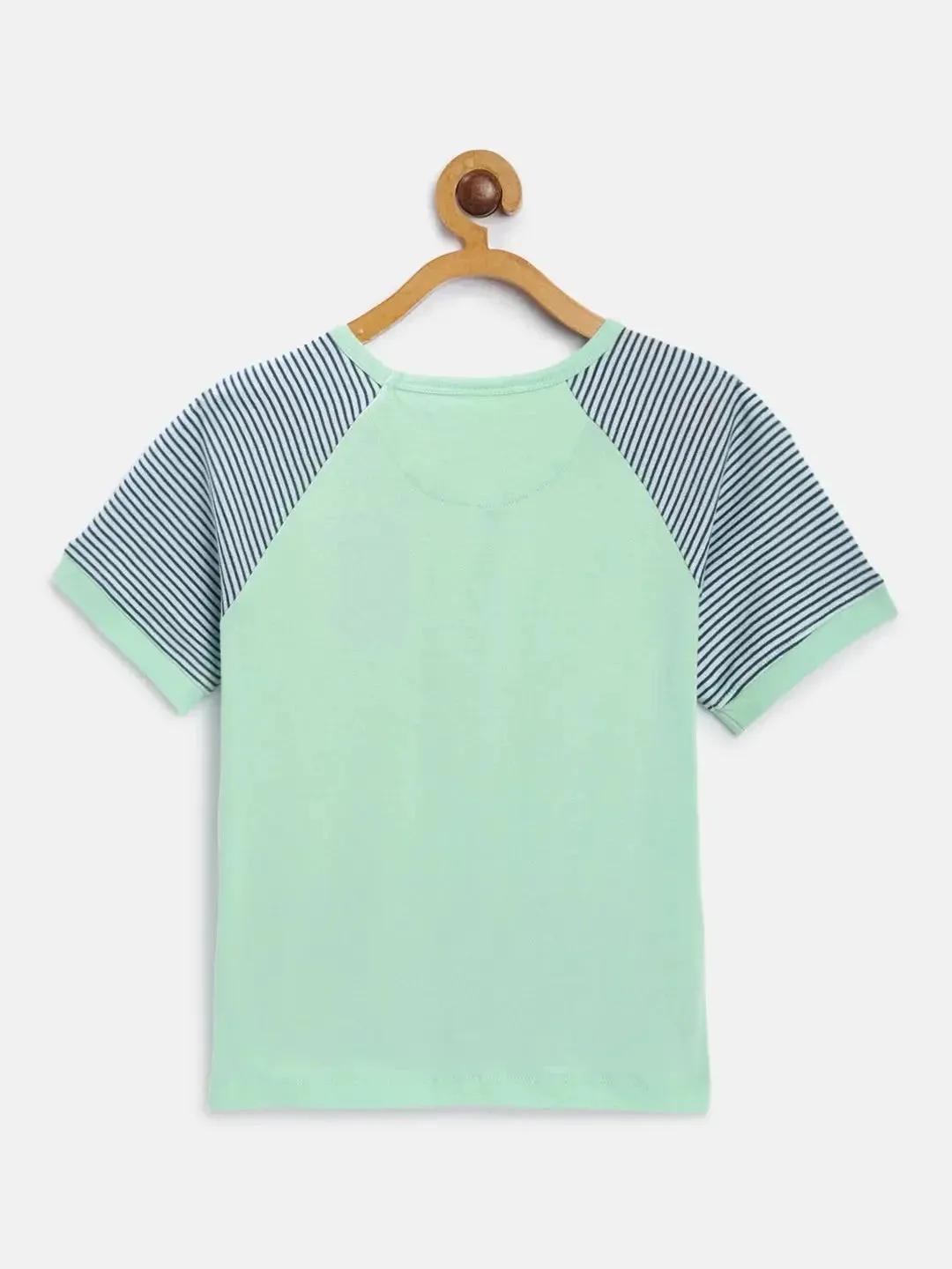 Aqua Sailboat Printed Round Neck Cotton T-shirt