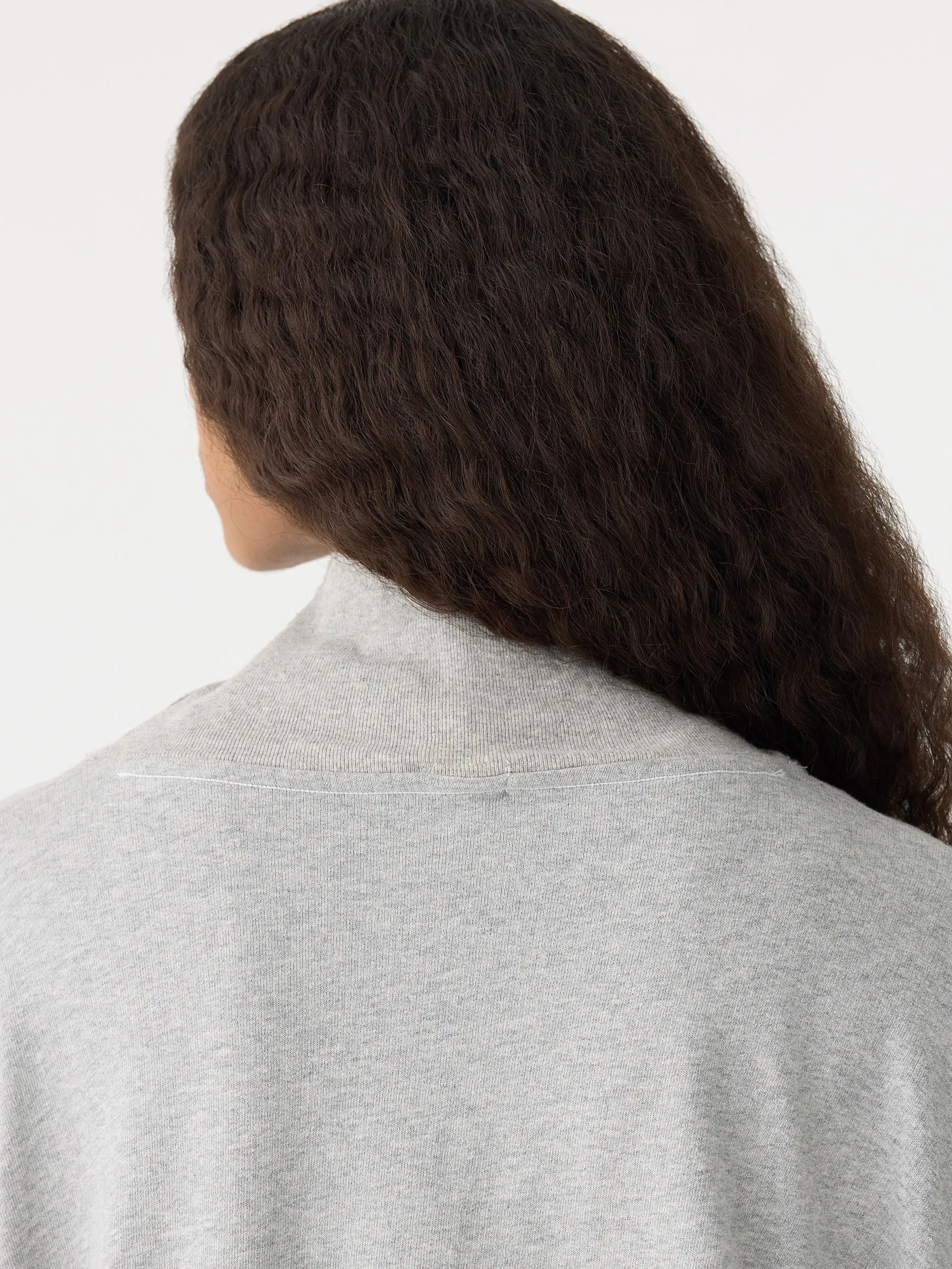 Bassike Drapey Terry Raw Edge Sweat in Grey Marle