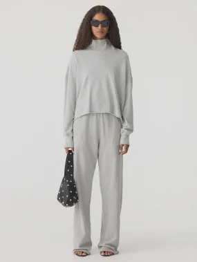 Bassike Drapey Terry Raw Edge Sweat in Grey Marle