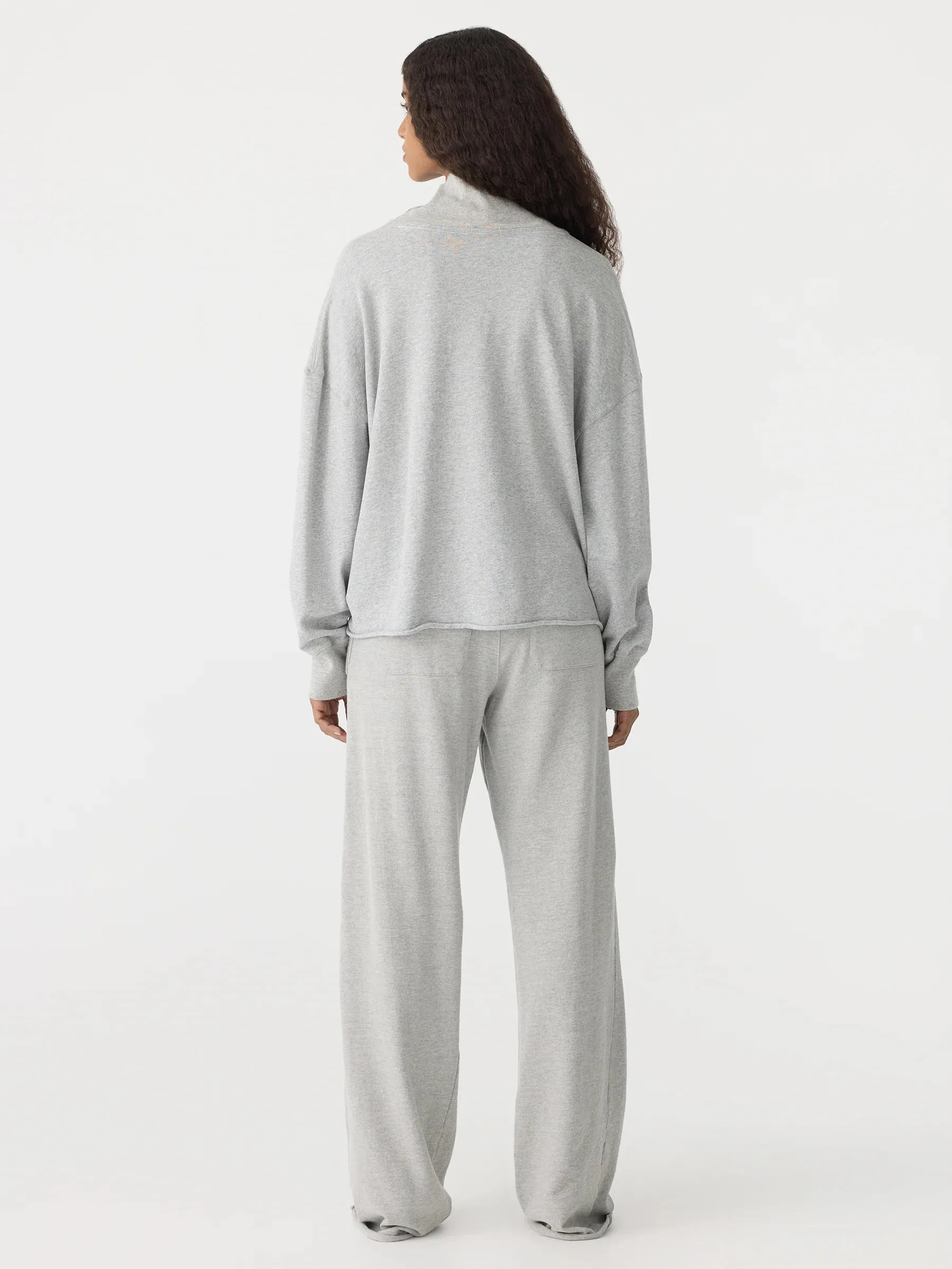 Bassike Drapey Terry Raw Edge Sweat in Grey Marle