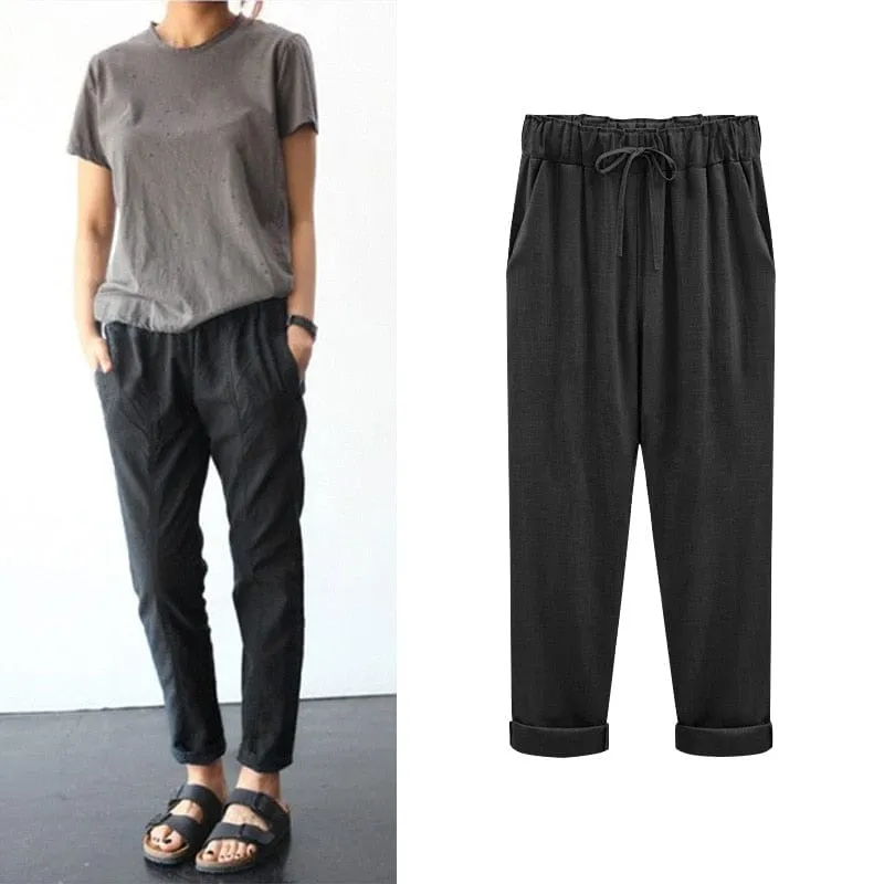 Bimi Linen Cotton Elastic Trouser - M-6XL - 5 Colors