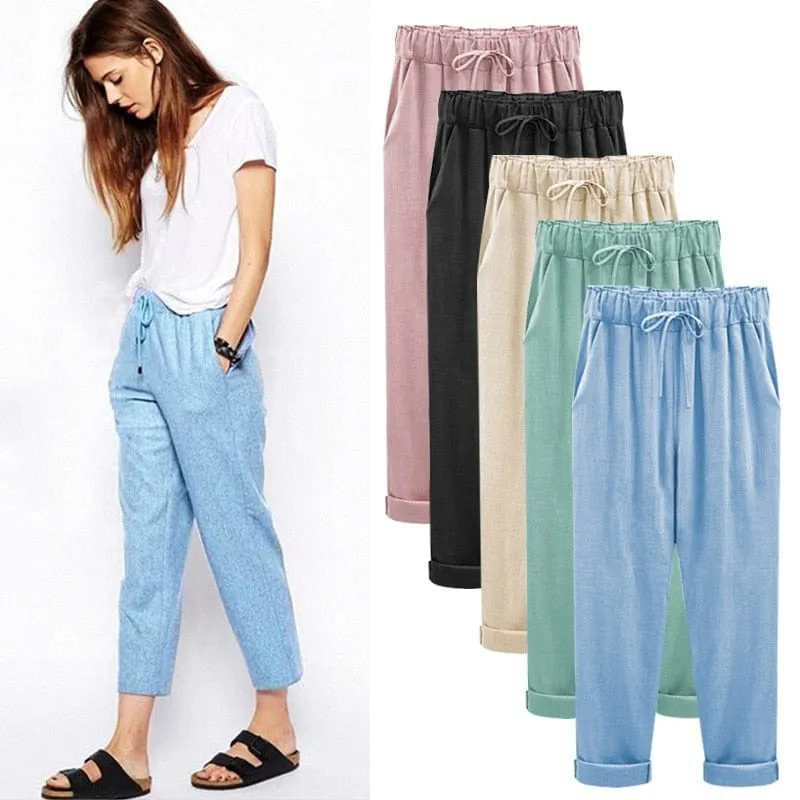 Bimi Linen Cotton Elastic Trouser - M-6XL - 5 Colors