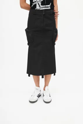 Black Nylon Cargo Skirt