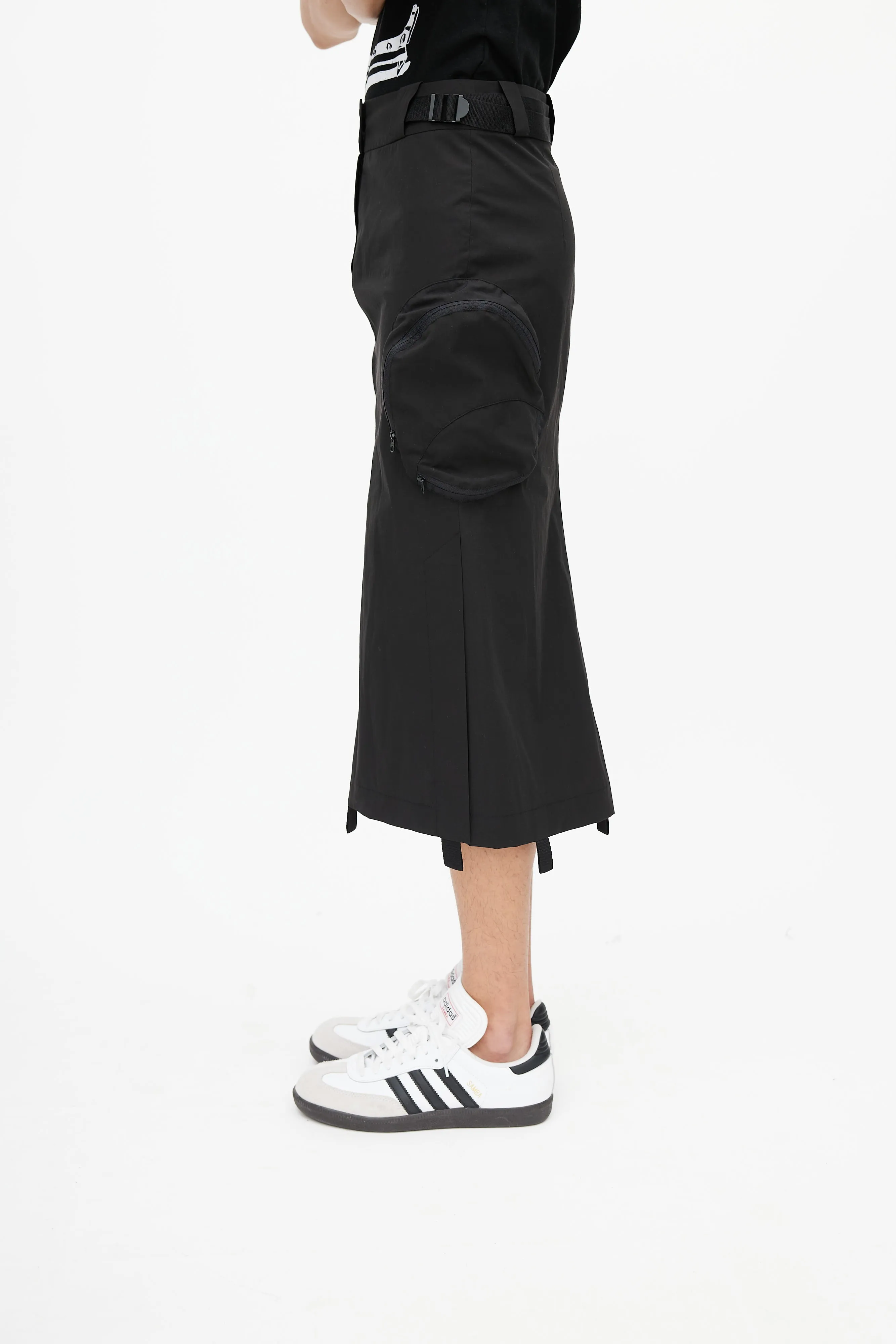 Black Nylon Cargo Skirt