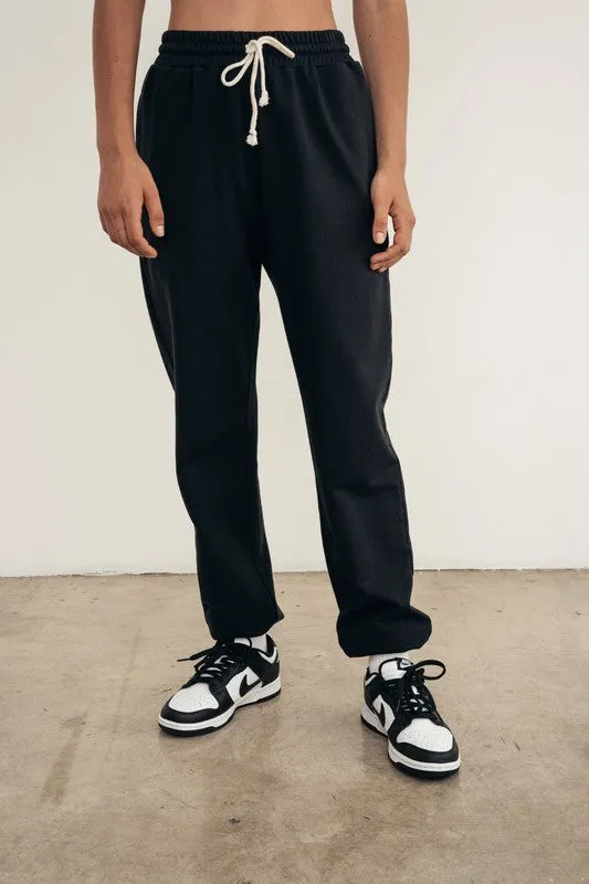Black Soft Pigment Washed Recycled Cotton Jogger Pant