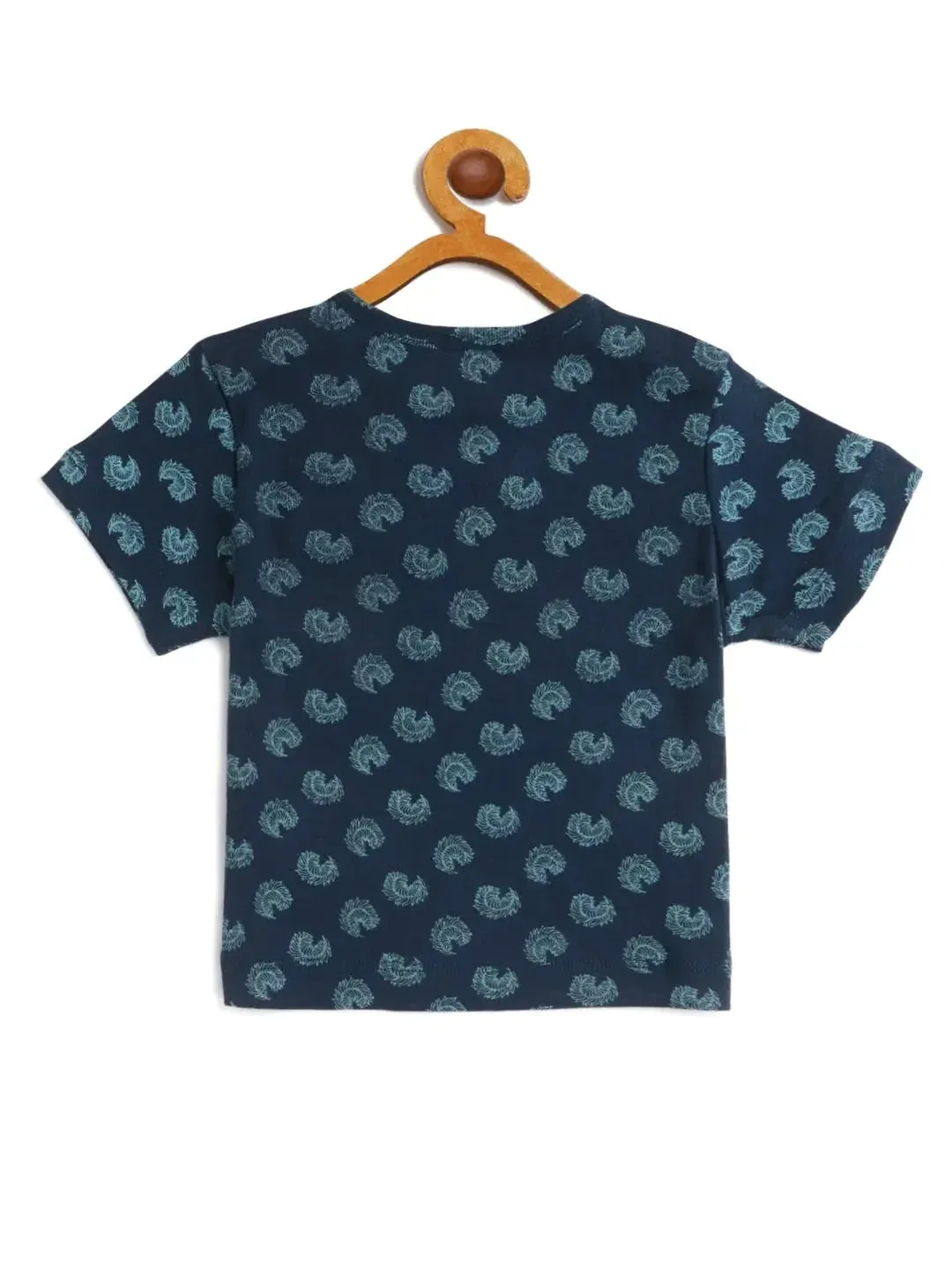 Blue Printed Half Sleeves Organic Cotton T-shirt