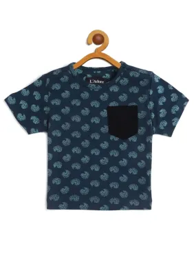 Blue Printed Half Sleeves Organic Cotton T-shirt