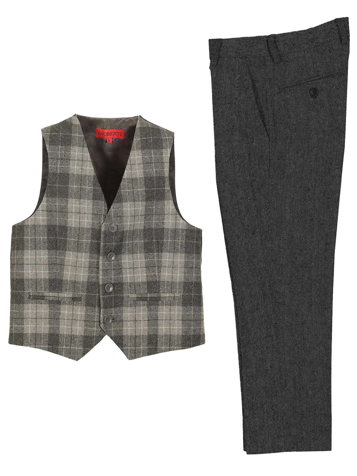 Boy's (8-20) Plaid Vest Set
