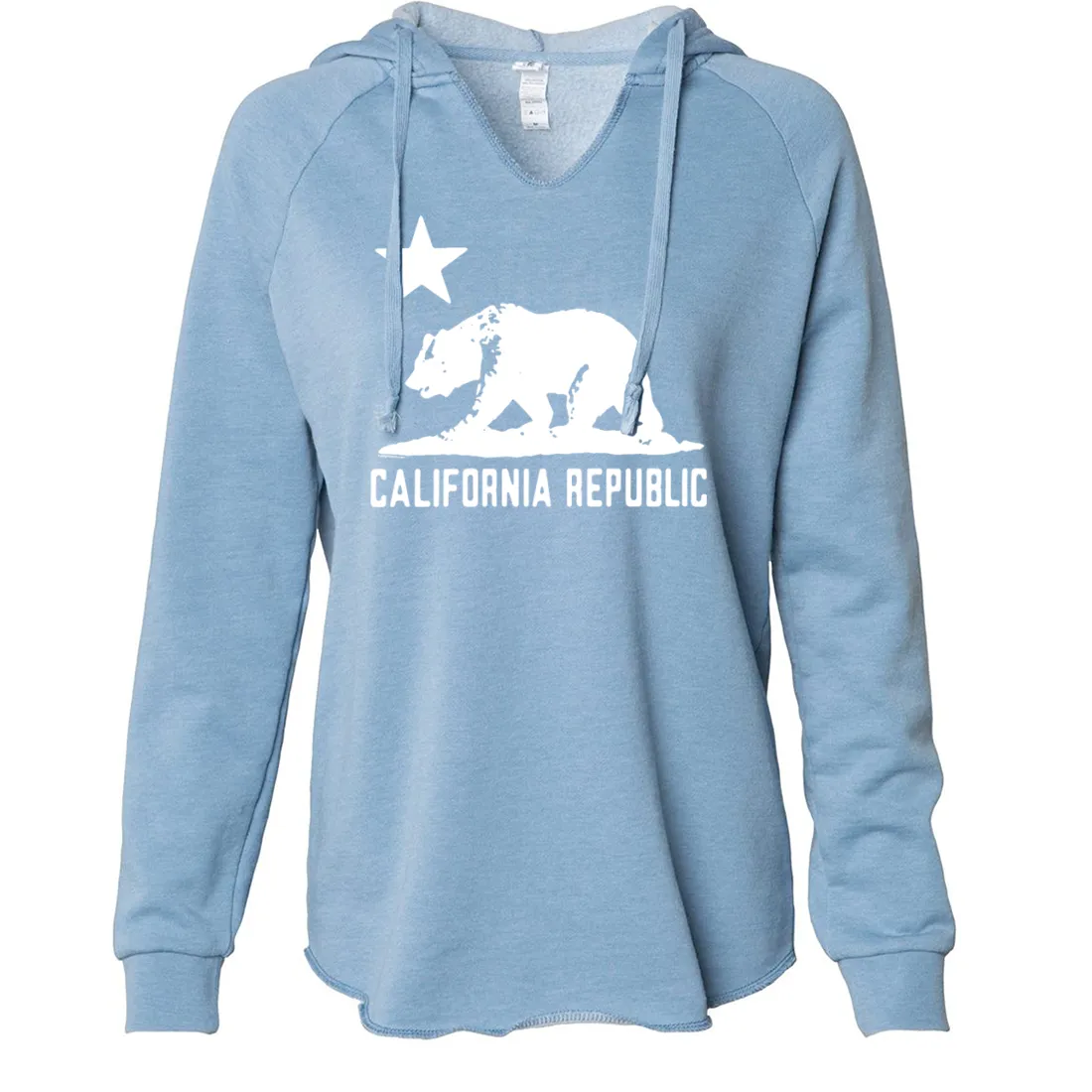California Flag Oversize White Silhouette Women's Soft Hooded Pullover