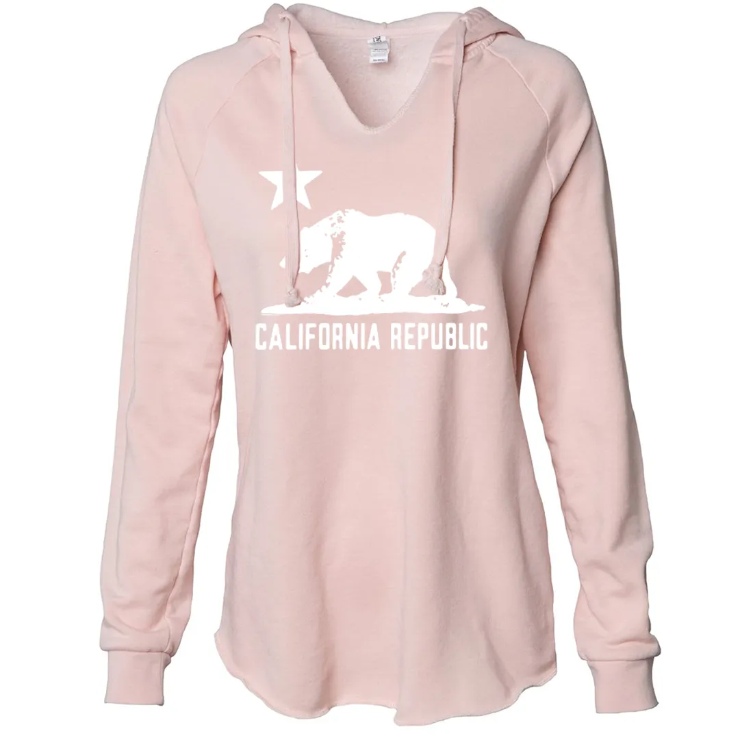 California Flag Oversize White Silhouette Women's Soft Hooded Pullover