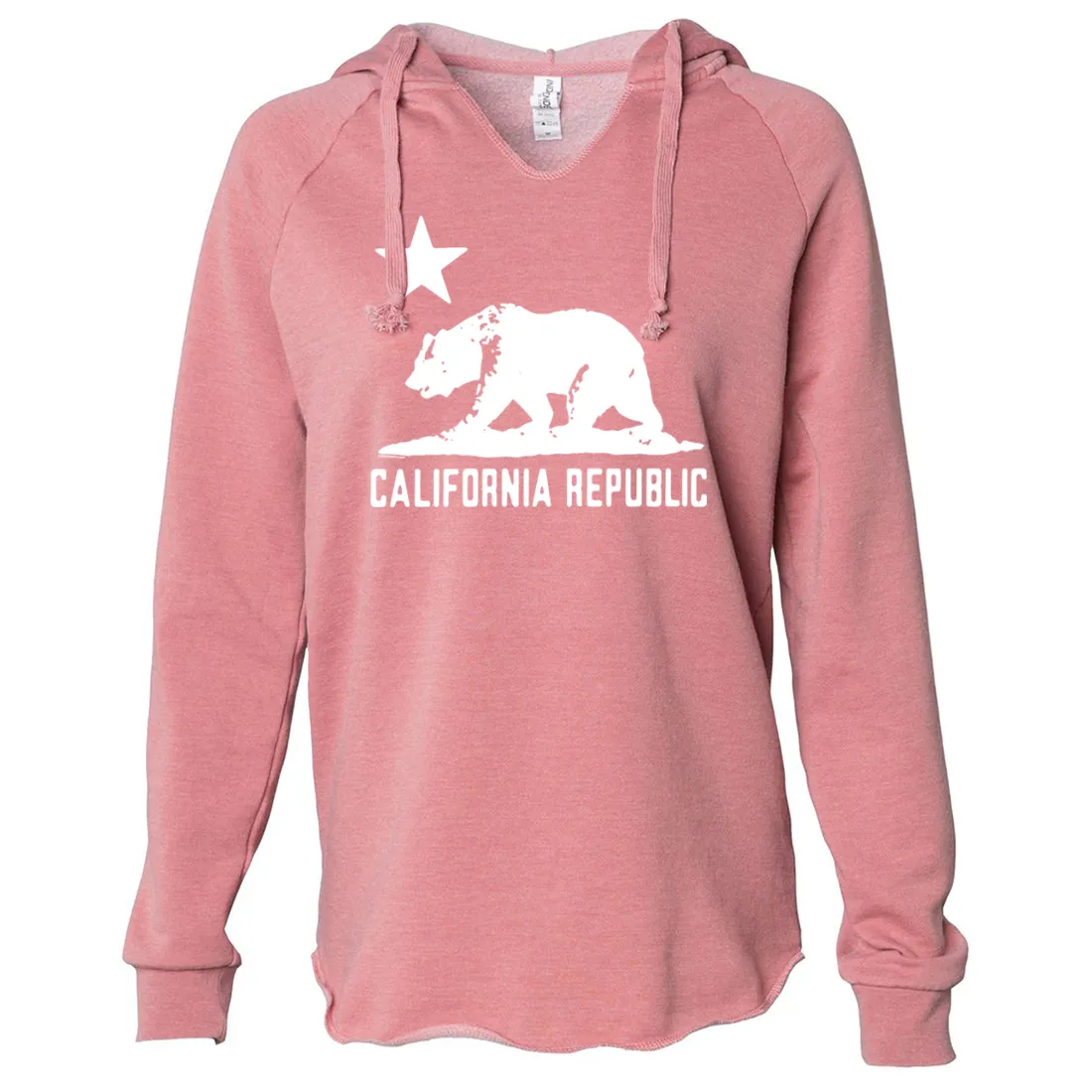 California Flag Oversize White Silhouette Women's Soft Hooded Pullover