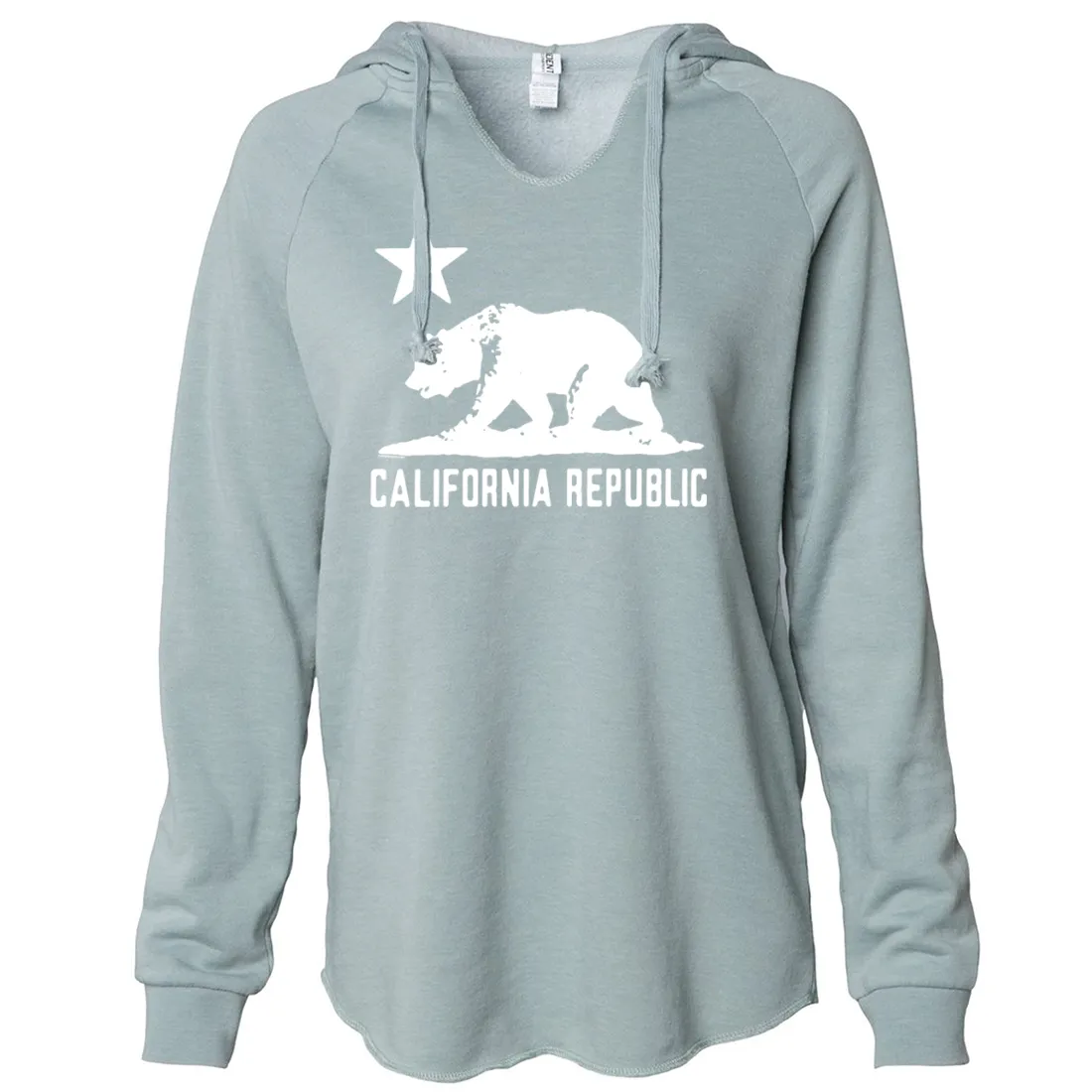 California Flag Oversize White Silhouette Women's Soft Hooded Pullover