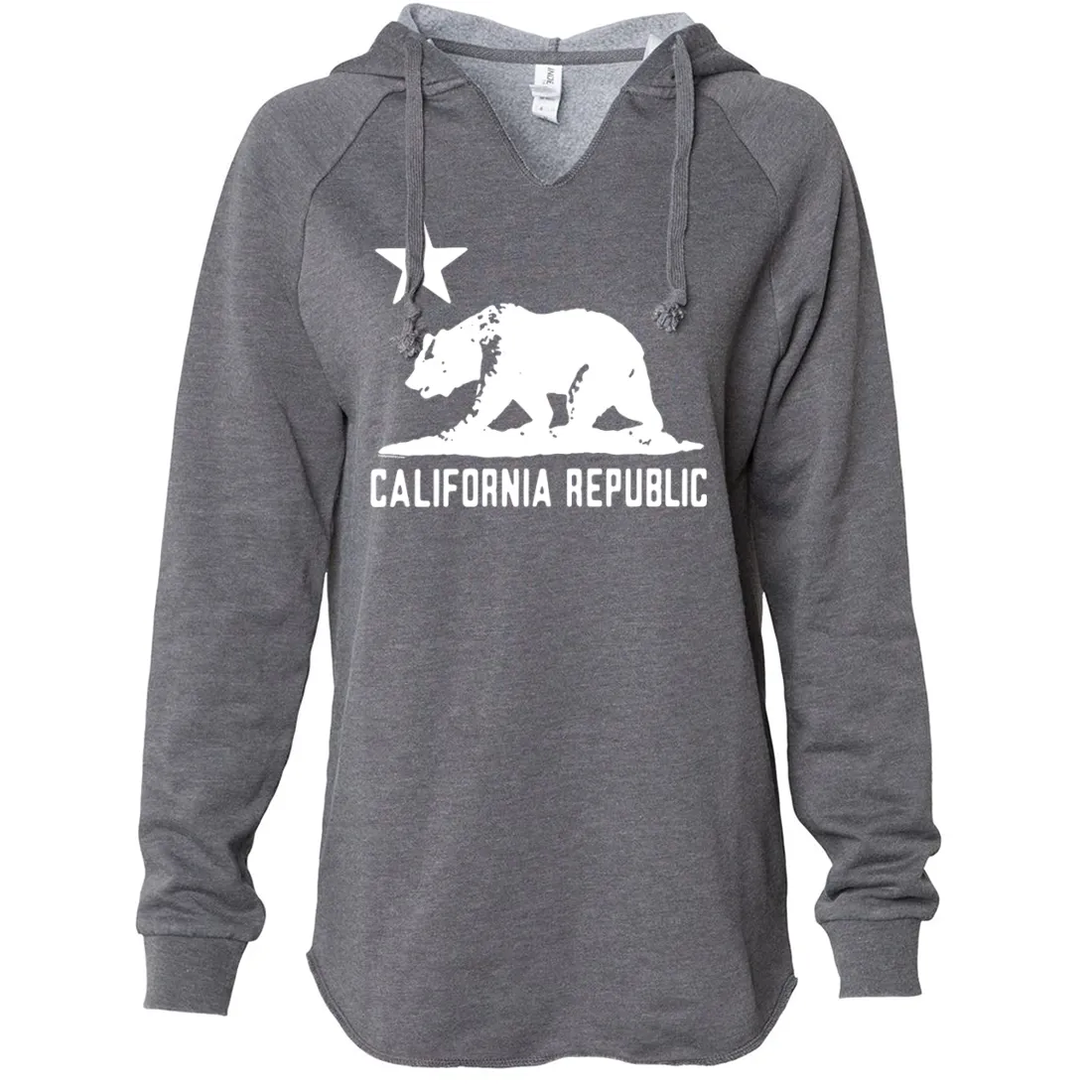 California Flag Oversize White Silhouette Women's Soft Hooded Pullover