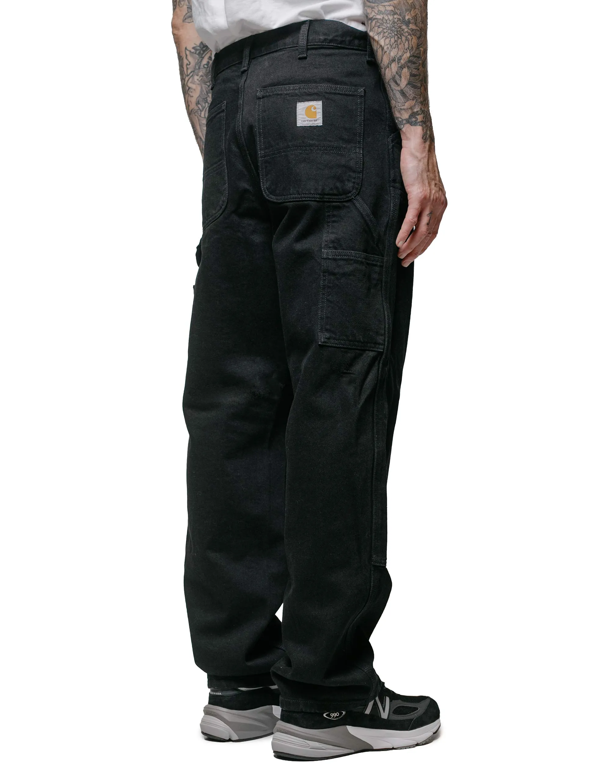 Carhartt W.I.P. Mens Double Knee Denim Pants - Black Rinsed Durable Workwear