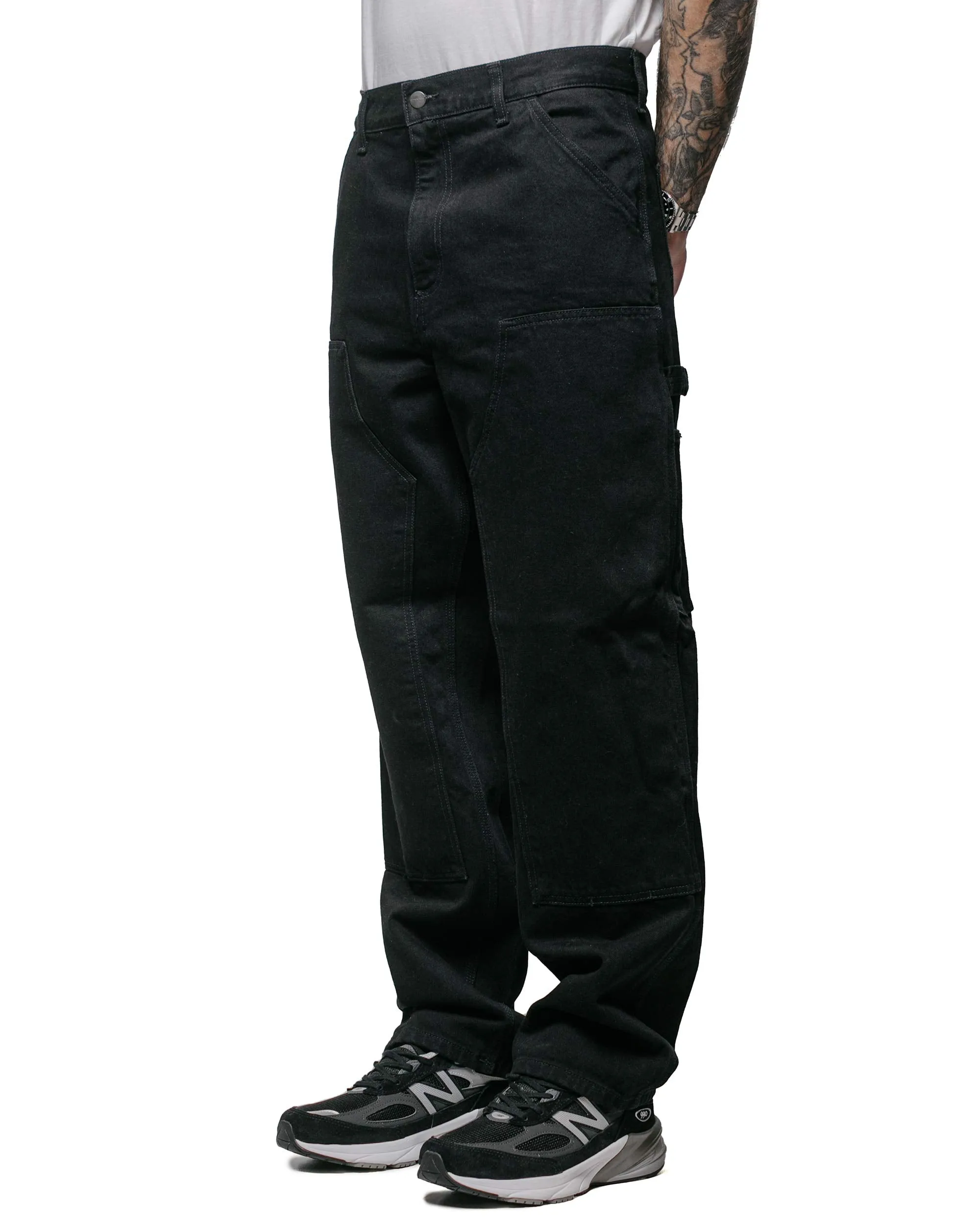 Carhartt W.I.P. Mens Double Knee Denim Pants - Black Rinsed Durable Workwear