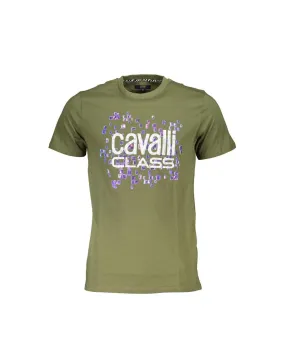 Cavalli Class  Mens Green Pixel Logo TShirt