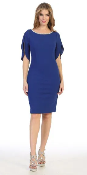 Celavie 6498 Short Semi Formal Dress Mid Length Sleeve