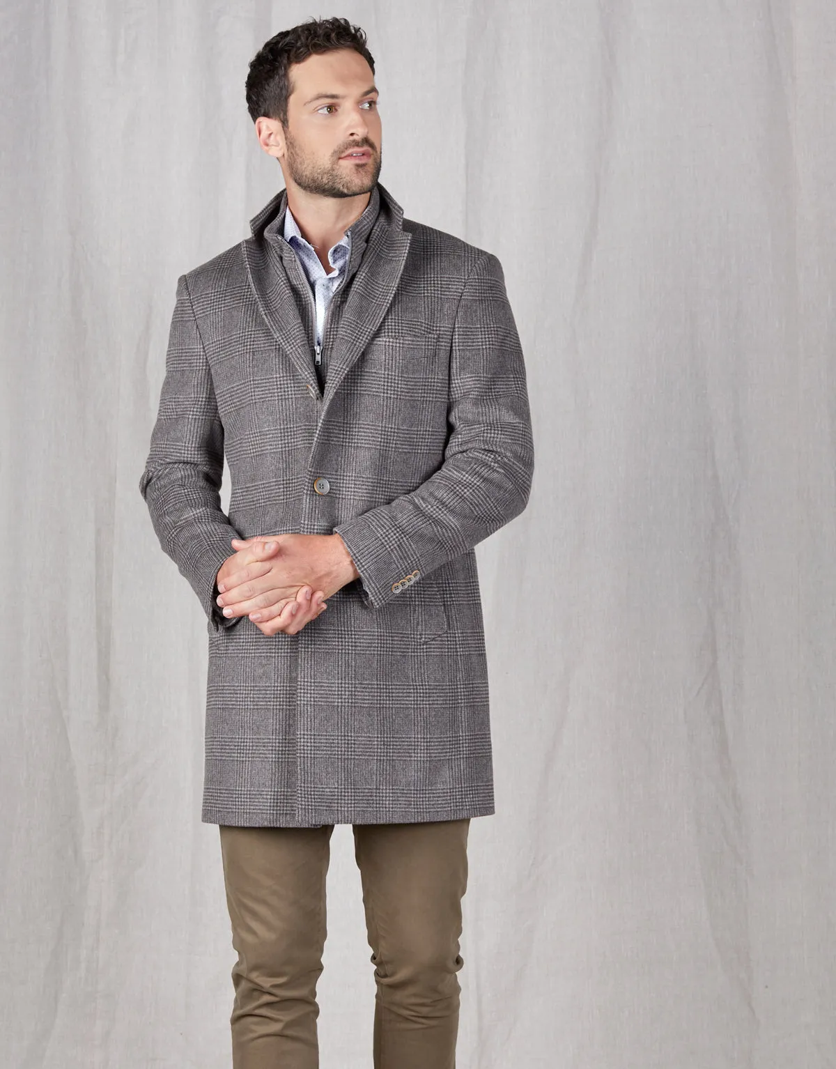 Compton Brown Check Overcoat