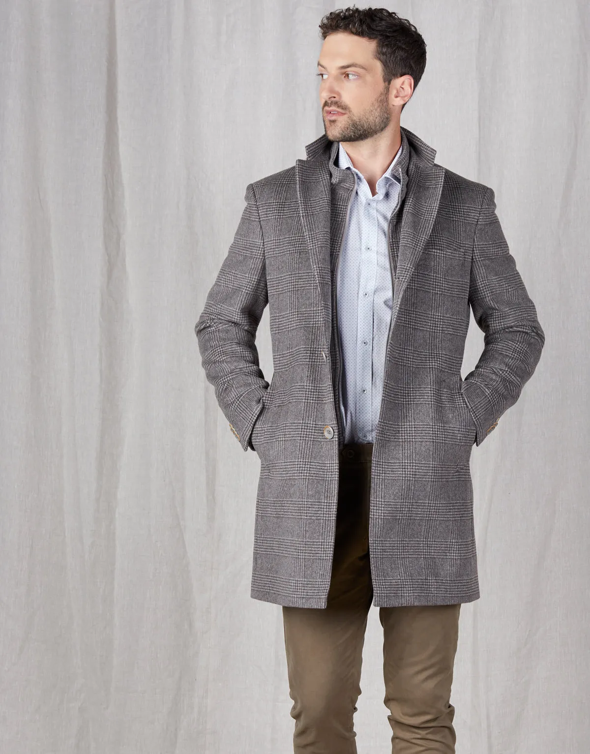 Compton Brown Check Overcoat