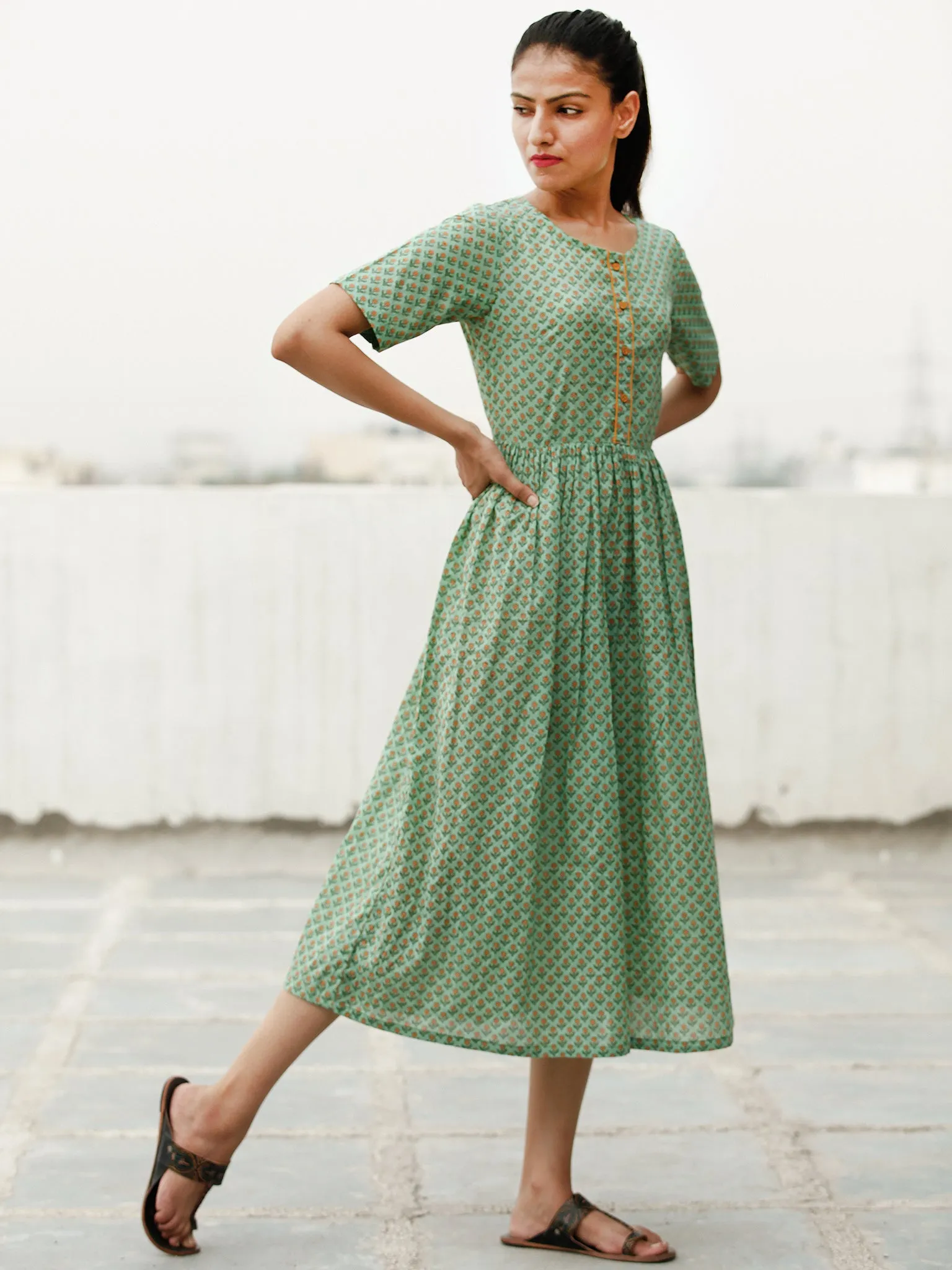 Daily Drape  - Block Printed Cotton Dress  - D368F1928