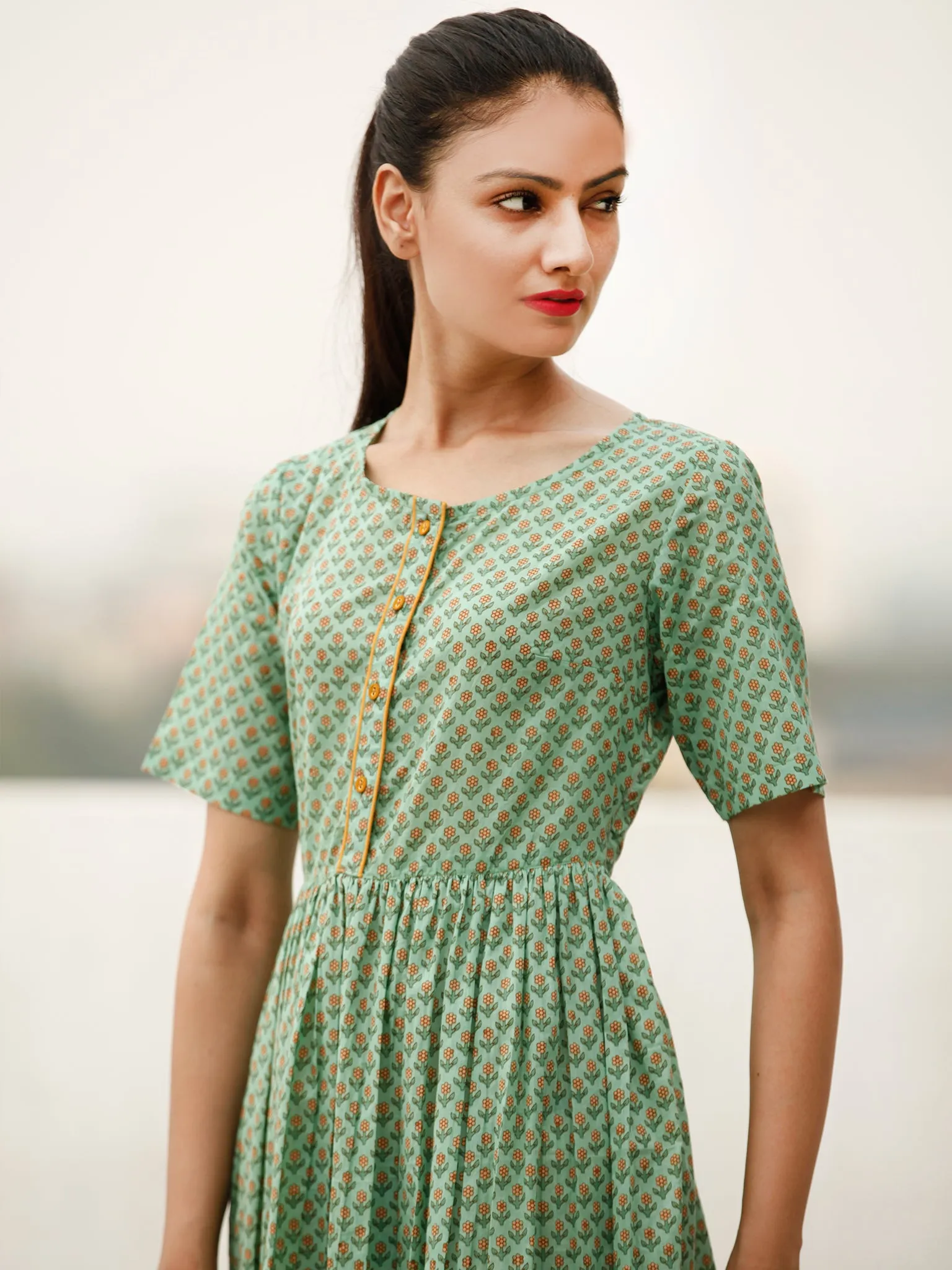 Daily Drape  - Block Printed Cotton Dress  - D368F1928