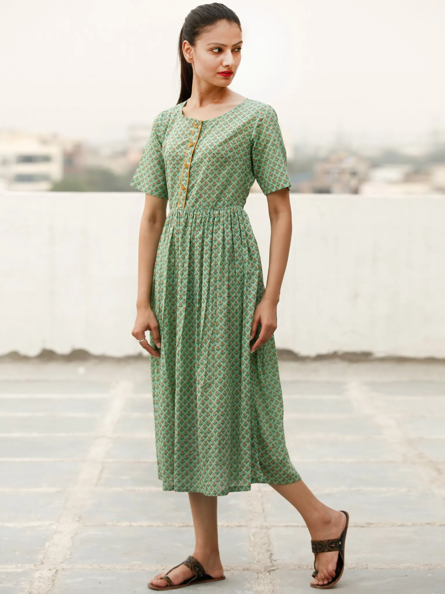 Daily Drape  - Block Printed Cotton Dress  - D368F1928