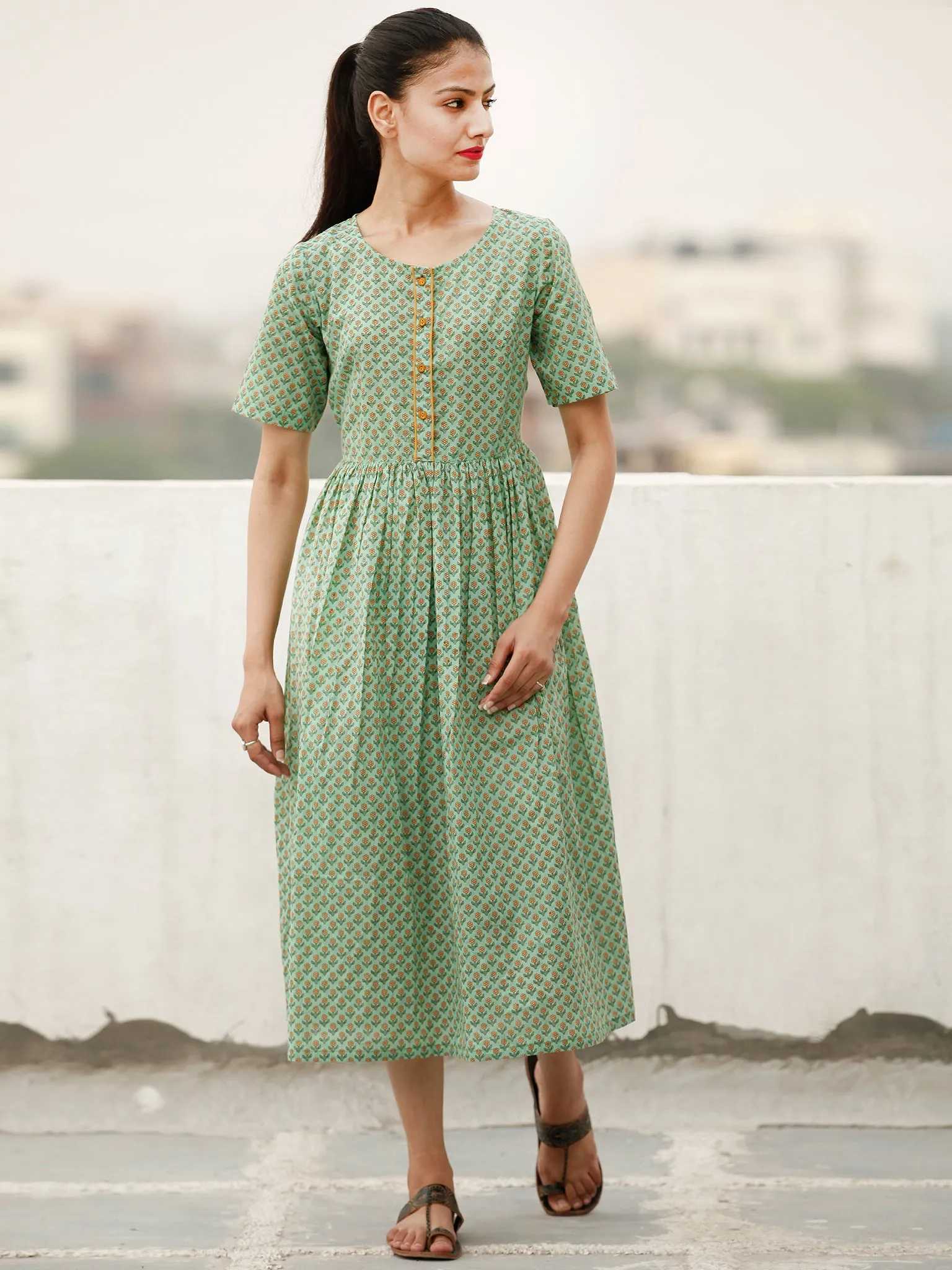 Daily Drape  - Block Printed Cotton Dress  - D368F1928
