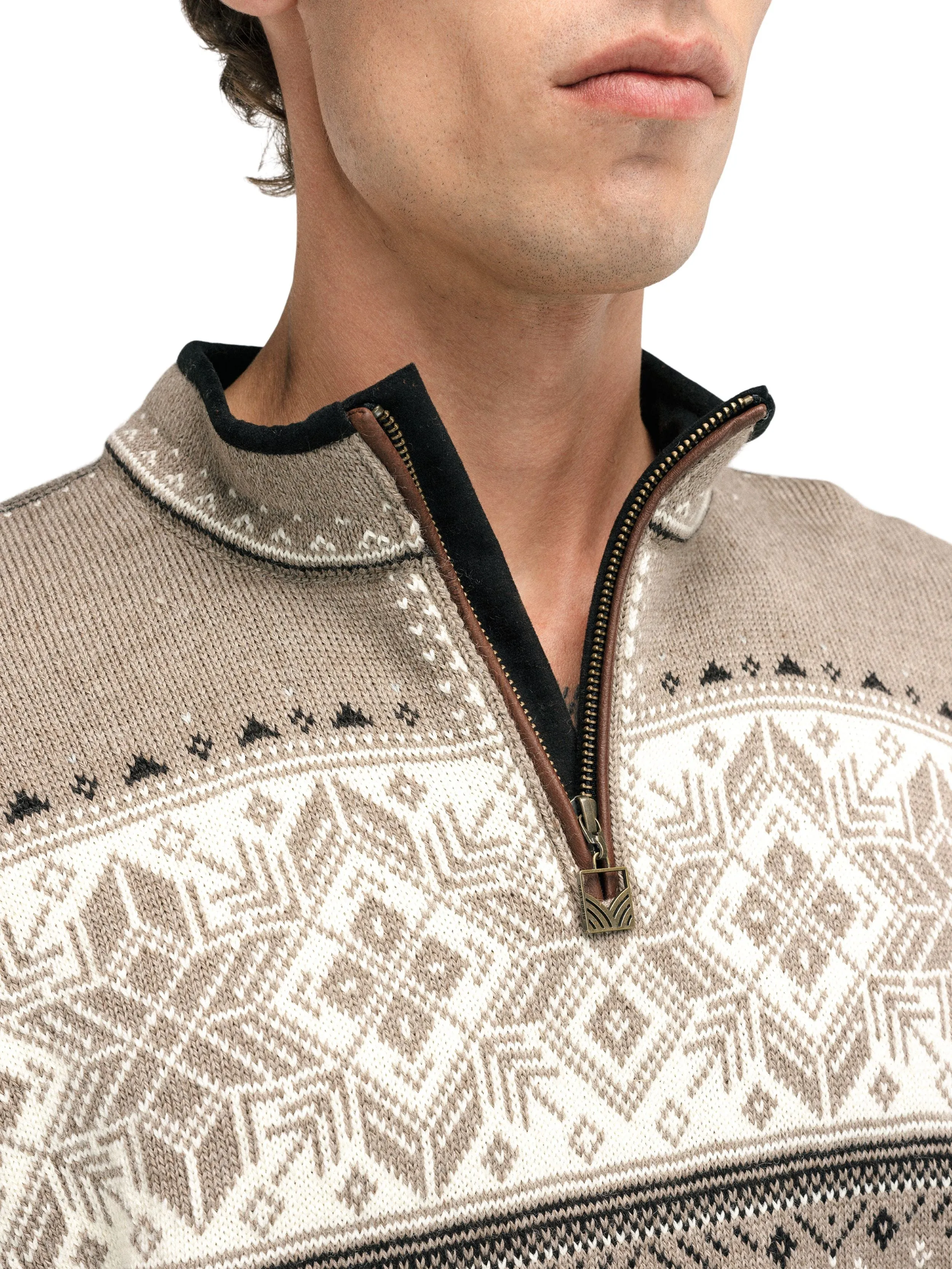 Blyfjell Mountainstone Unisex Sweater by Dale of Norway - Offwhite Coffee Color