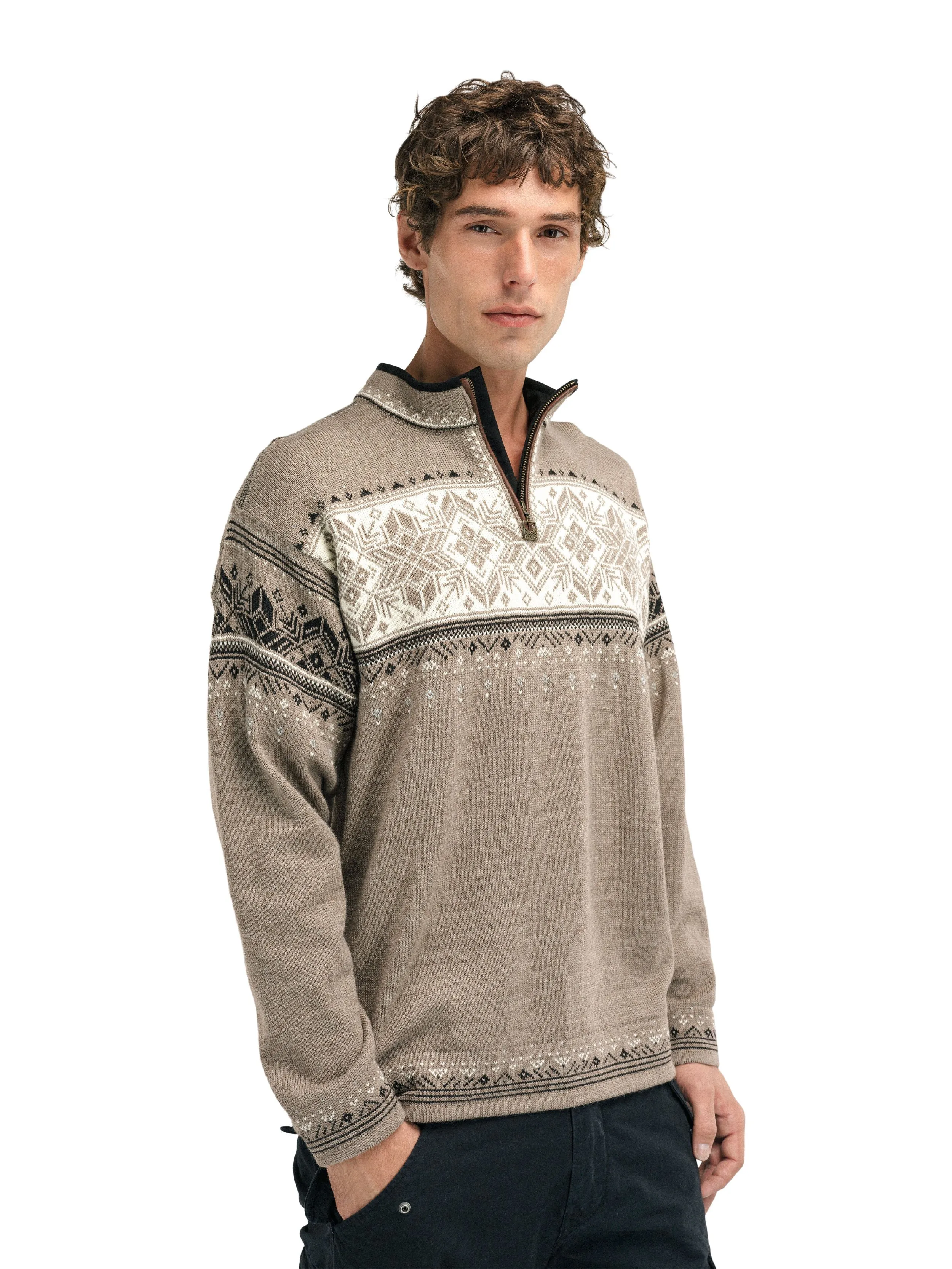 Blyfjell Mountainstone Unisex Sweater by Dale of Norway - Offwhite Coffee Color