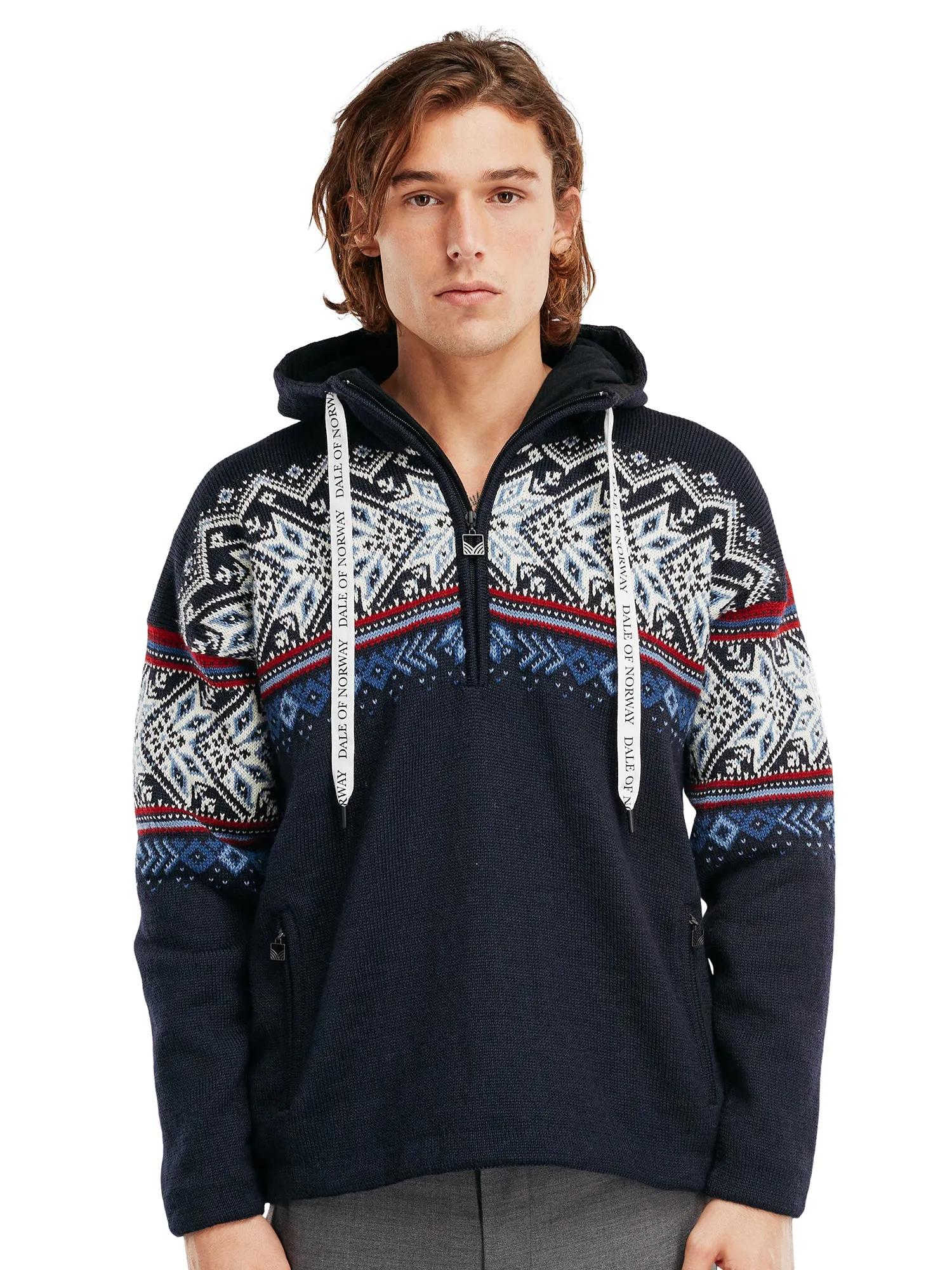 Dale of Norway Mens Vail Weatherproof Hoodie - Navy Blue Classic Style with Adjustable Features
