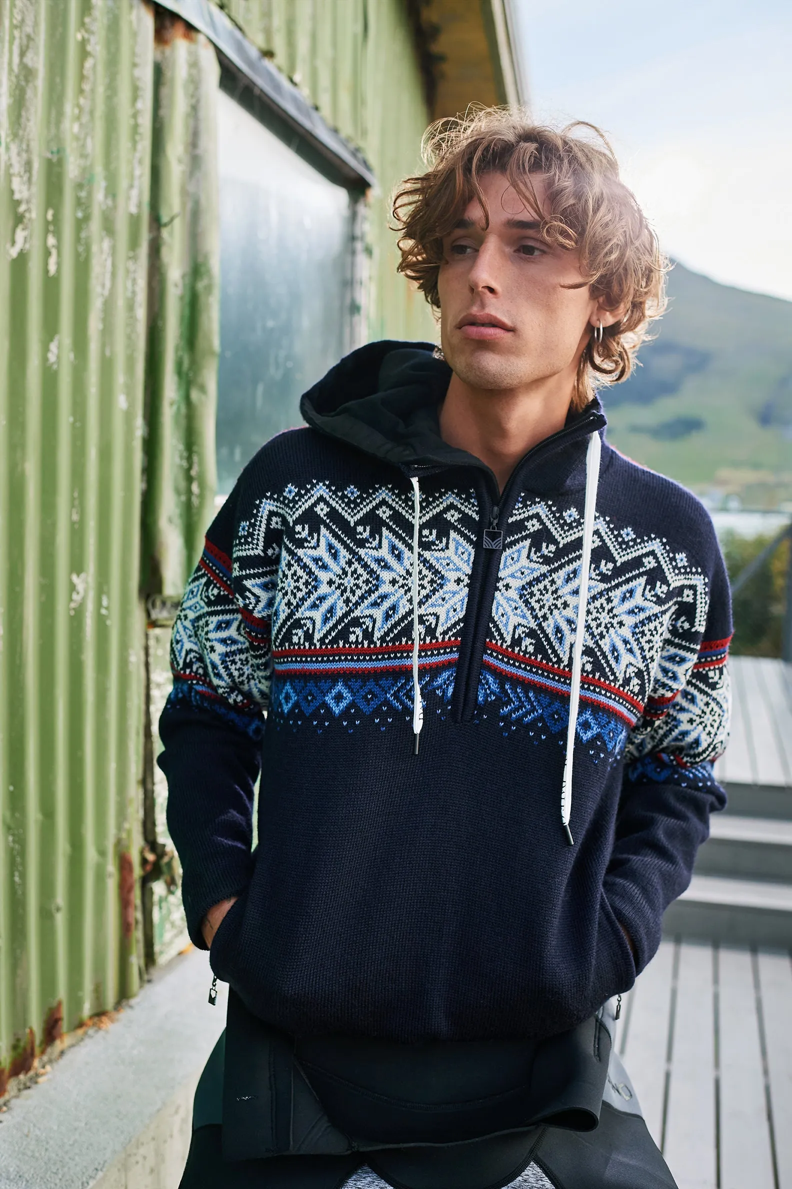Dale of Norway Mens Vail Weatherproof Hoodie - Navy Blue Classic Style with Adjustable Features