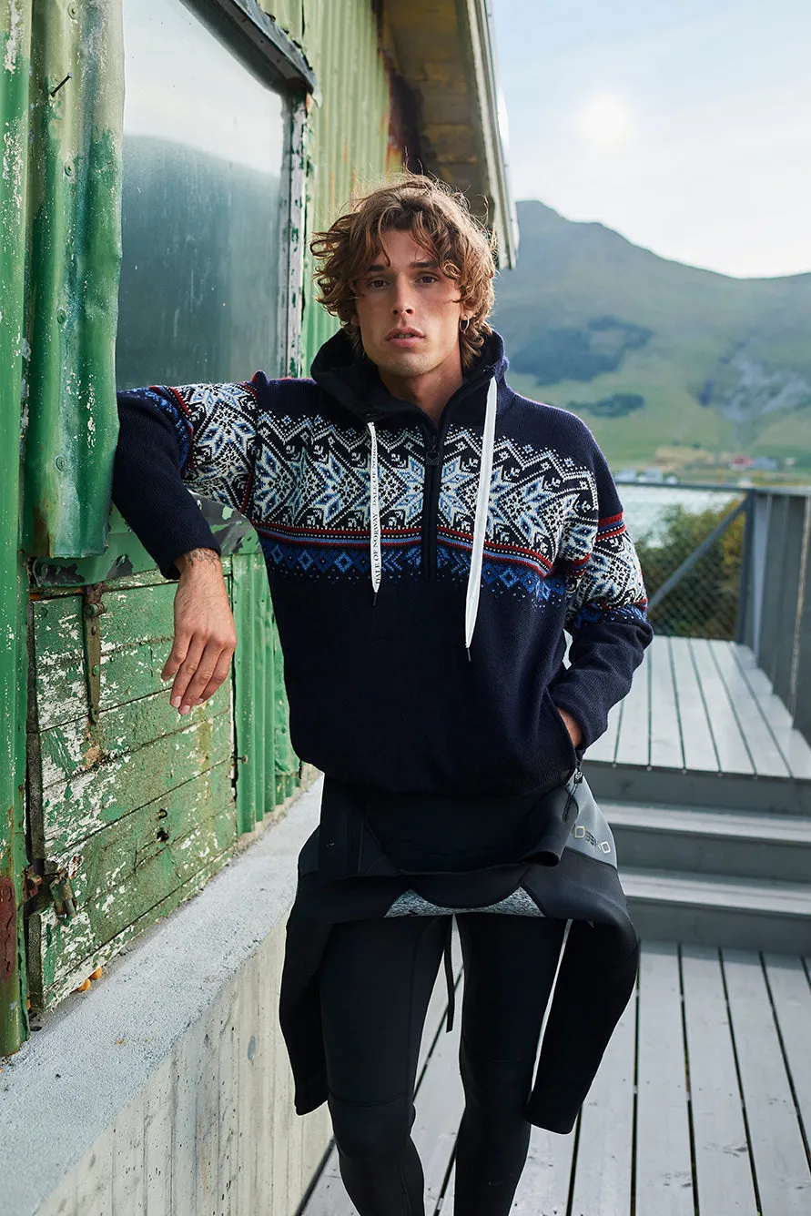 Dale of Norway Mens Vail Weatherproof Hoodie - Navy Blue Classic Style with Adjustable Features