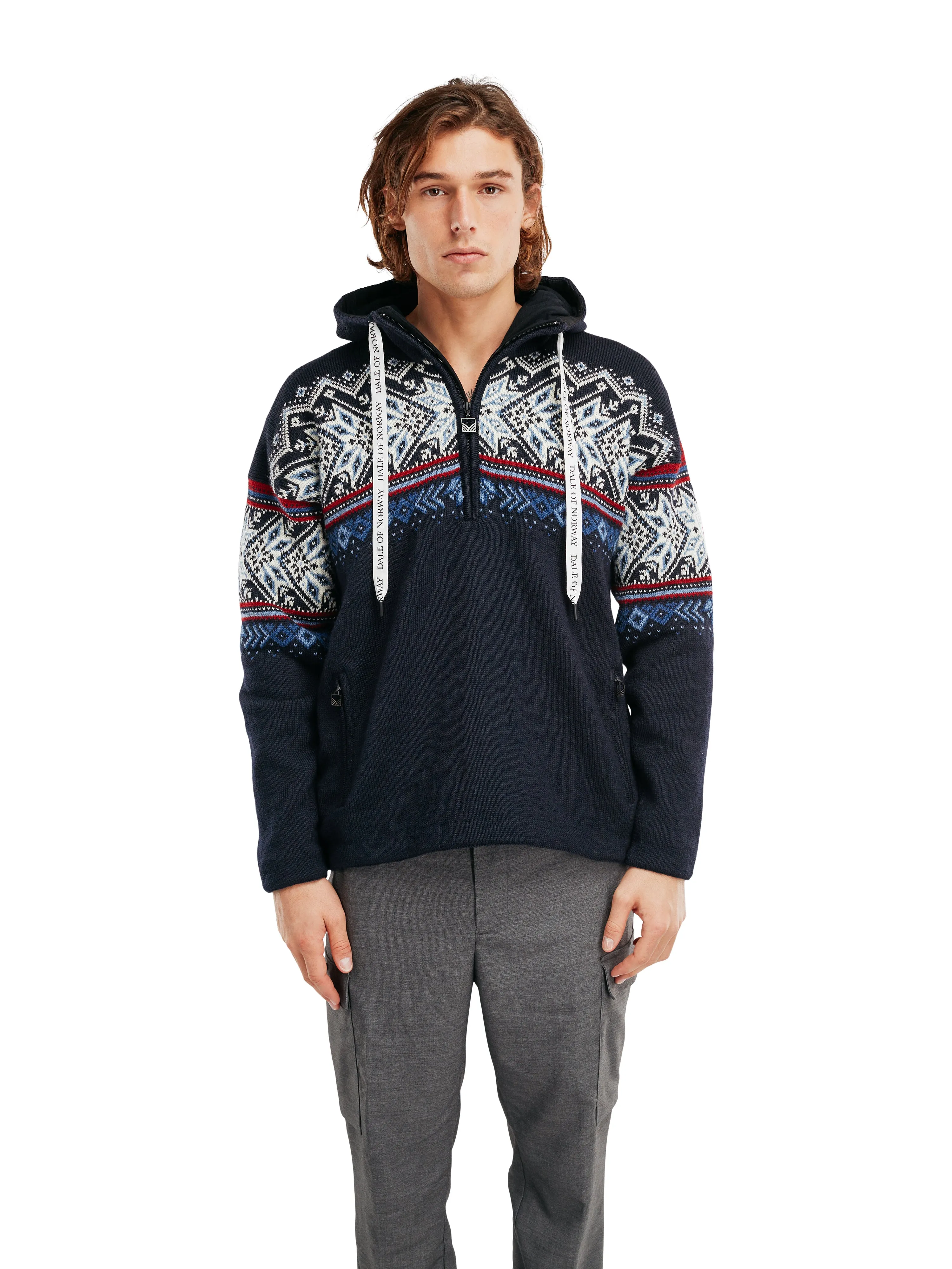Dale of Norway Mens Vail Weatherproof Hoodie - Navy Blue Classic Style with Adjustable Features