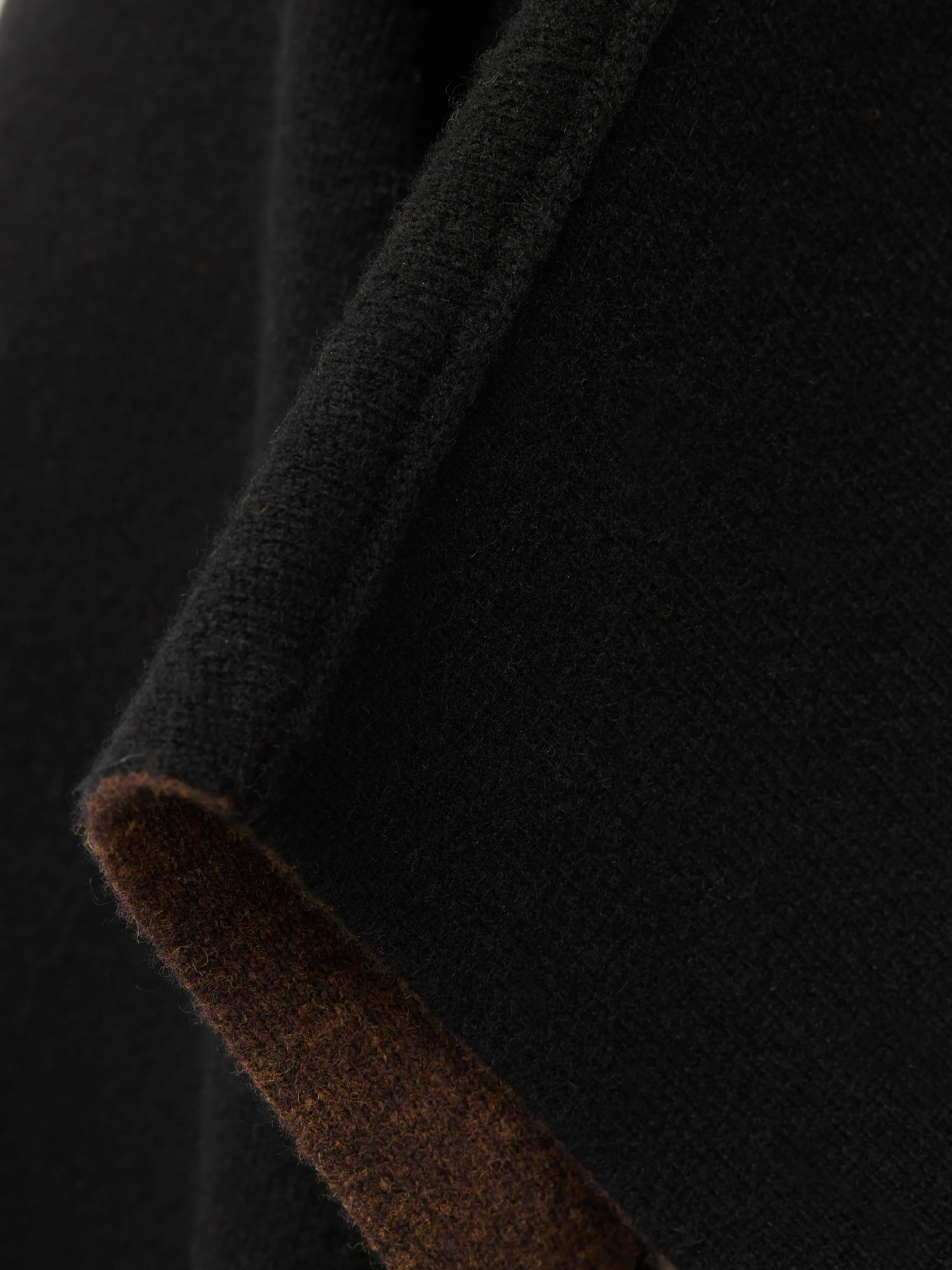 Double Faced Long Poncho | Black
