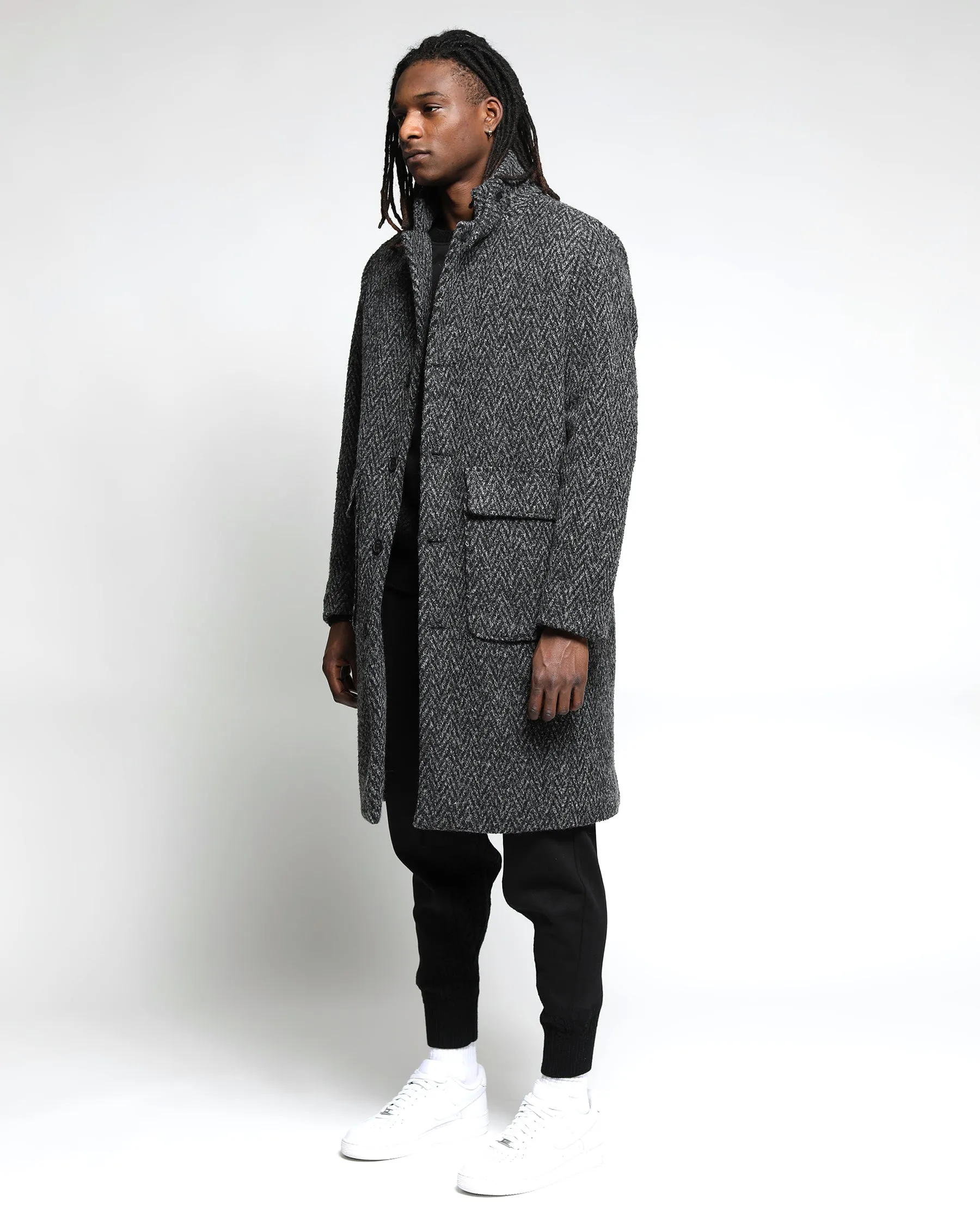 Drummond Chevron Wool Overcoat Jacket (FINAL SALE)