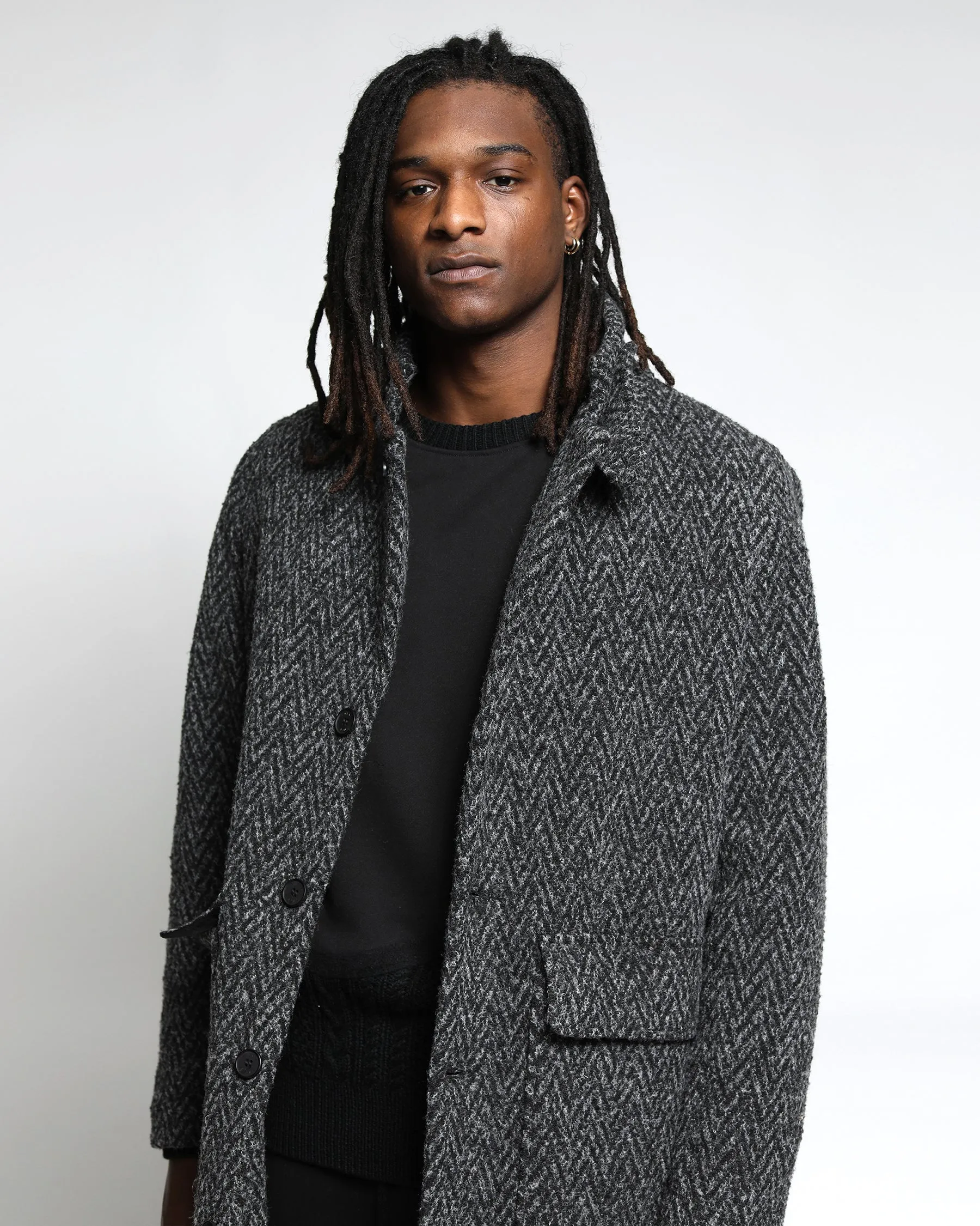 Drummond Chevron Wool Overcoat Jacket (FINAL SALE)