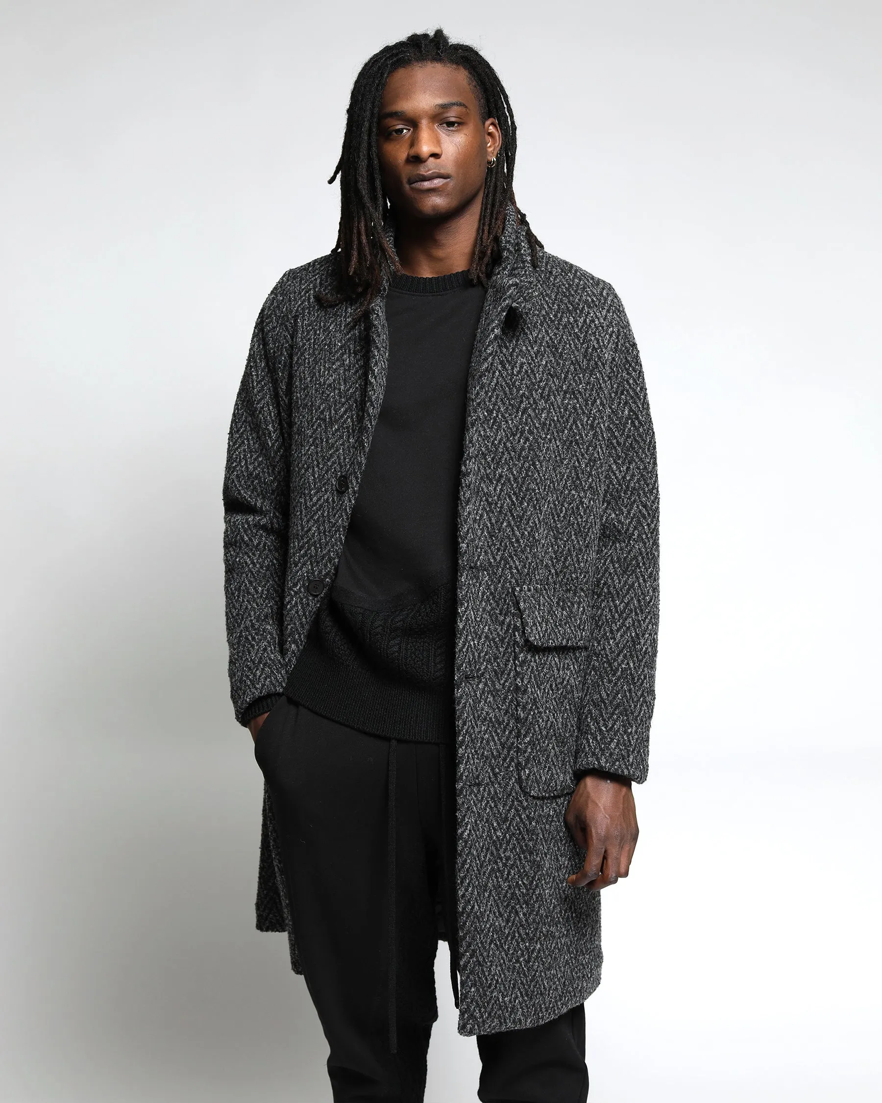 Drummond Chevron Wool Overcoat Jacket (FINAL SALE)