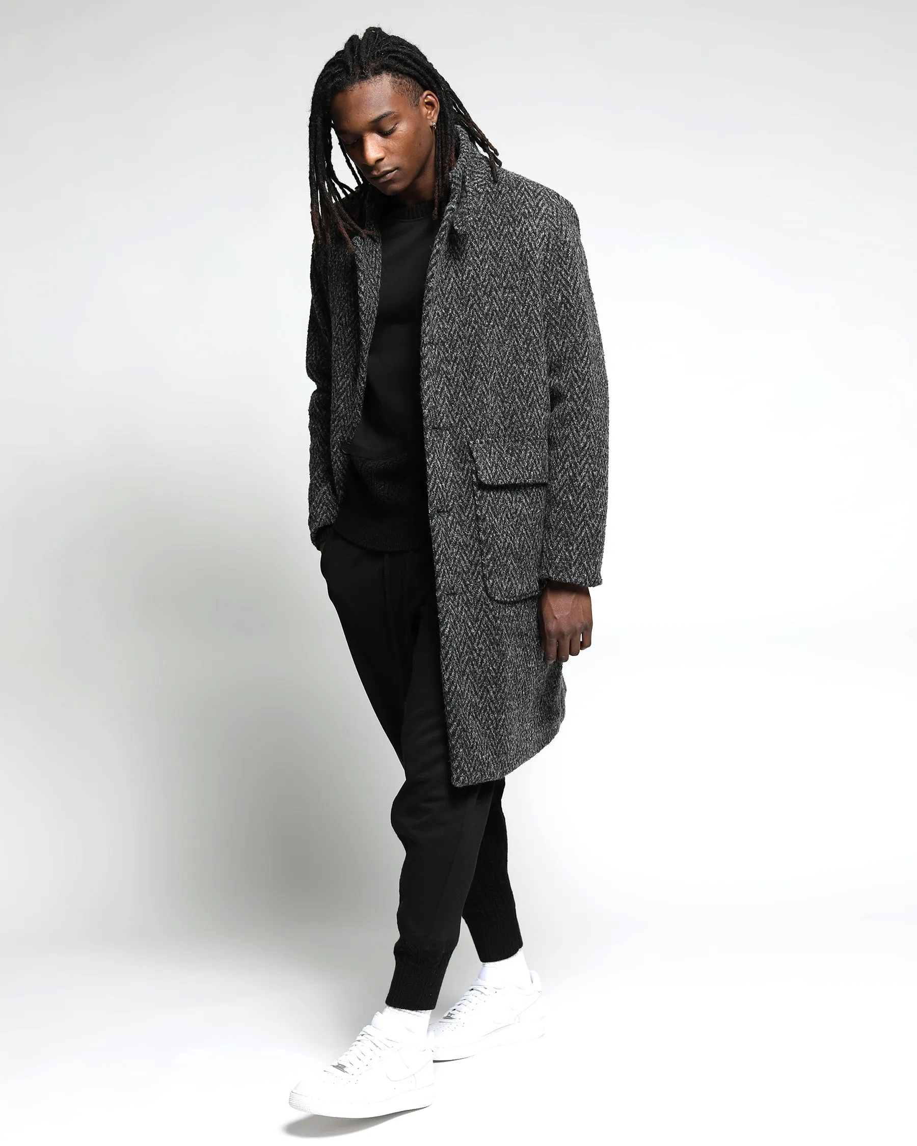 Drummond Chevron Wool Overcoat Jacket (FINAL SALE)