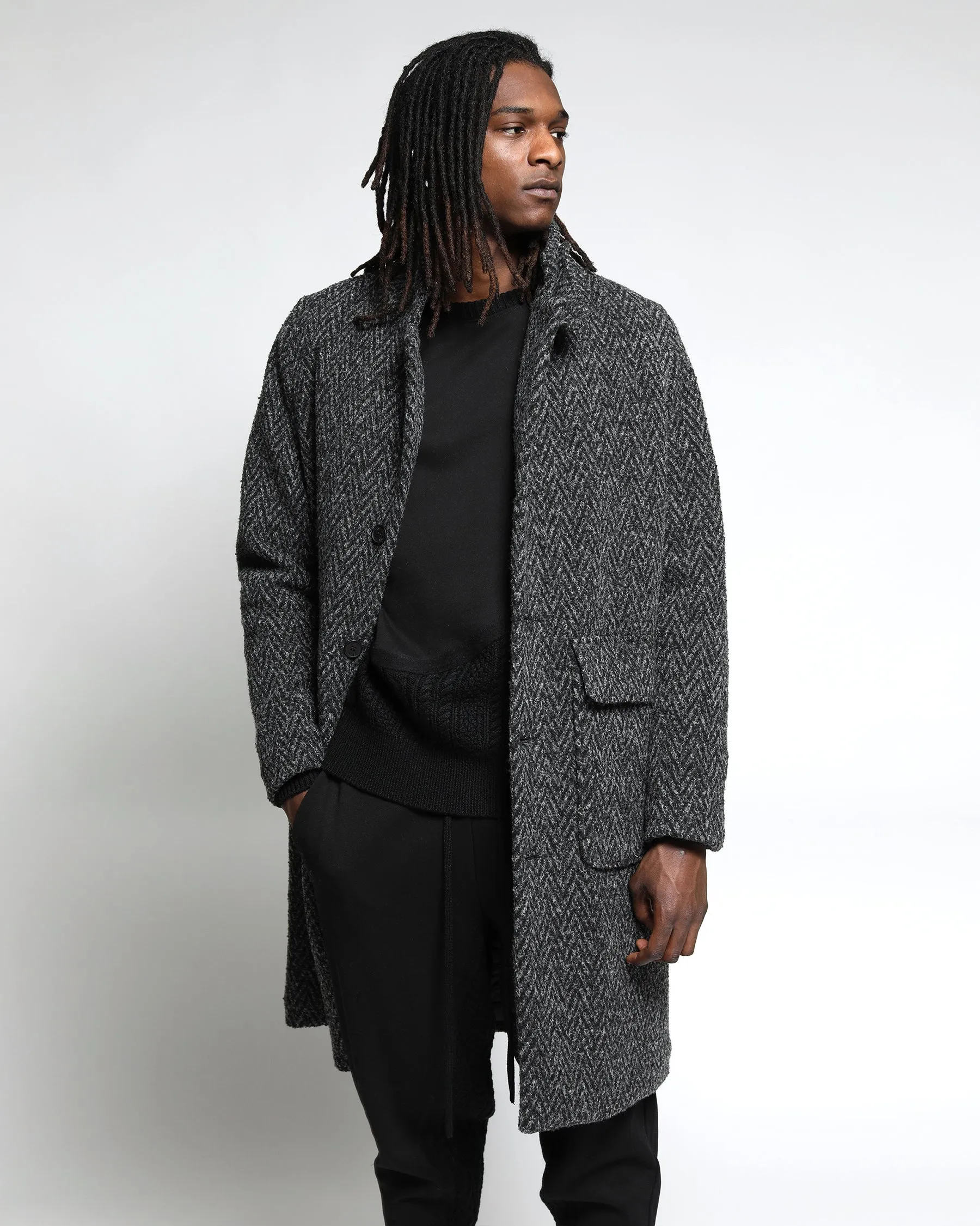 Drummond Chevron Wool Overcoat Jacket (FINAL SALE)