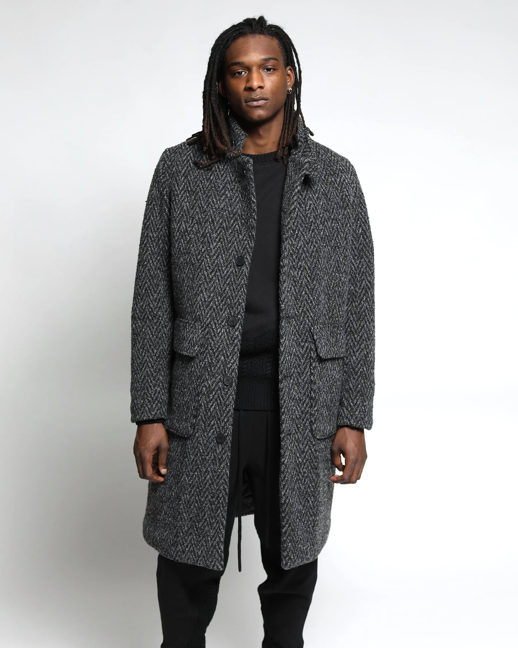 Drummond Chevron Wool Overcoat Jacket (FINAL SALE)